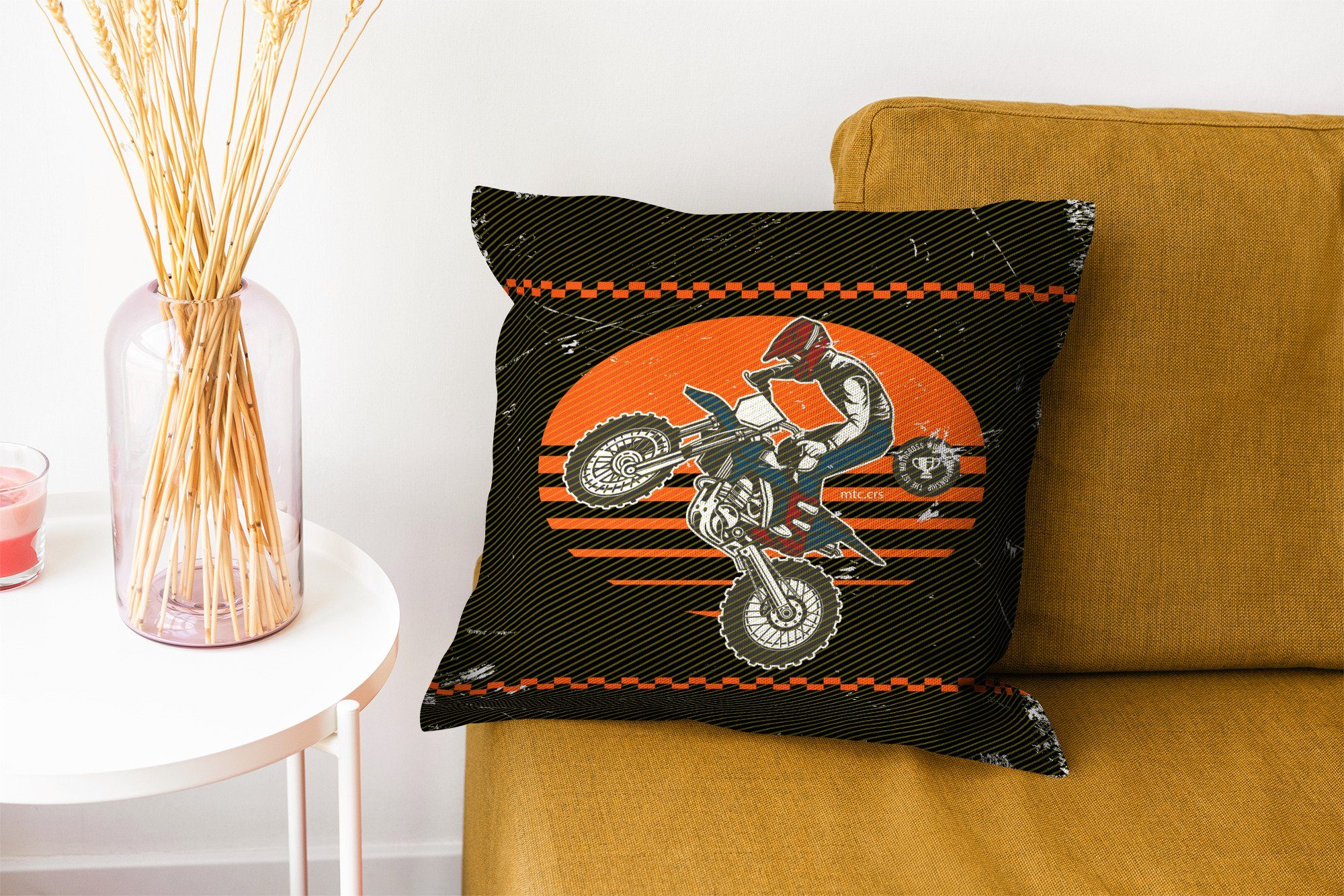 Design, für mit Zierkissen Dekokissen Motorrad Füllung Deko, Sofakissen - - Wohzimmer, MuchoWow Schlafzimmer, Jahrgang