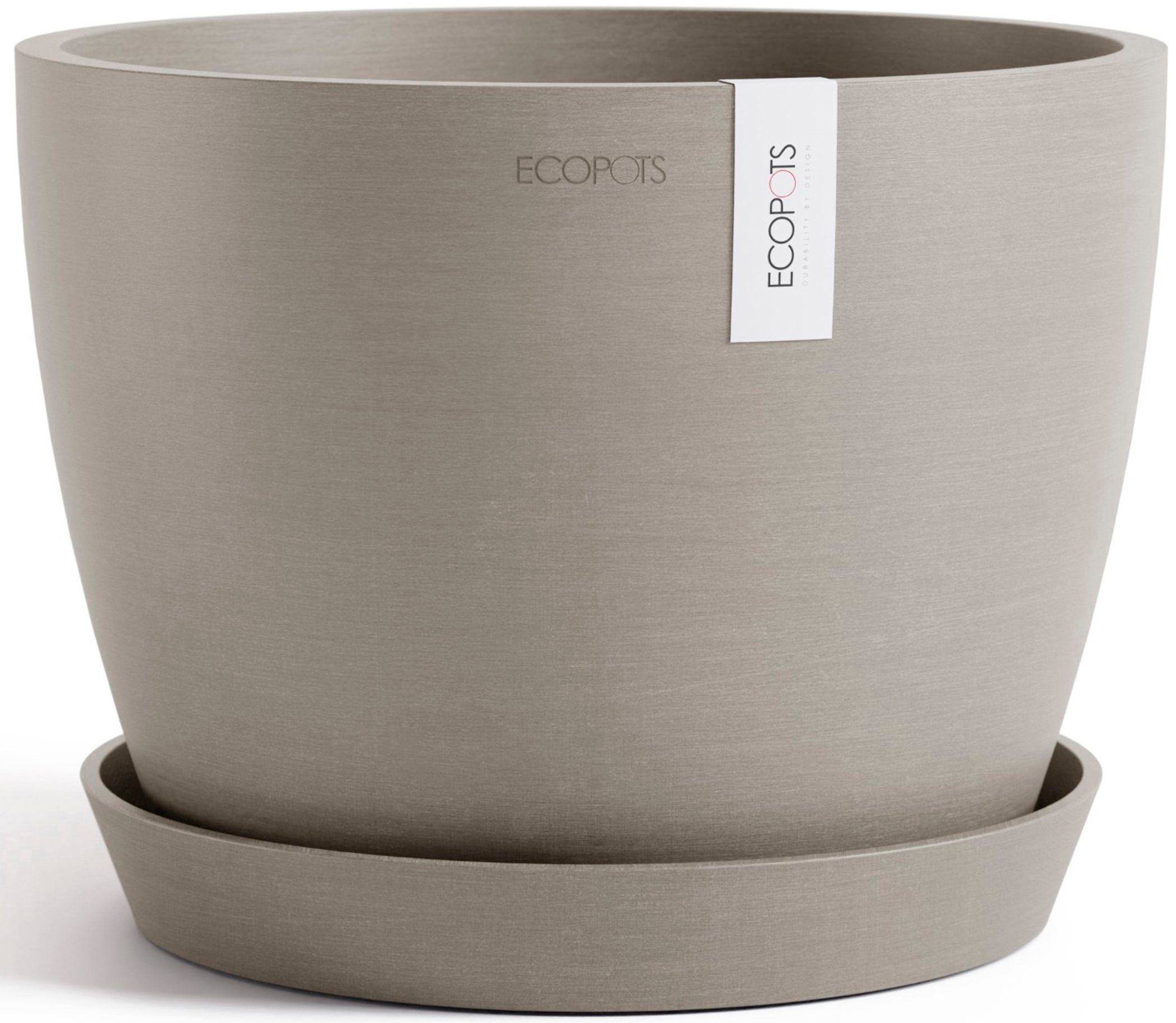 ECOPOTS Blumentopf Stockholm 24 Taupe, für innen und außen: frostsicher, bruchsicher und lichtbeständig