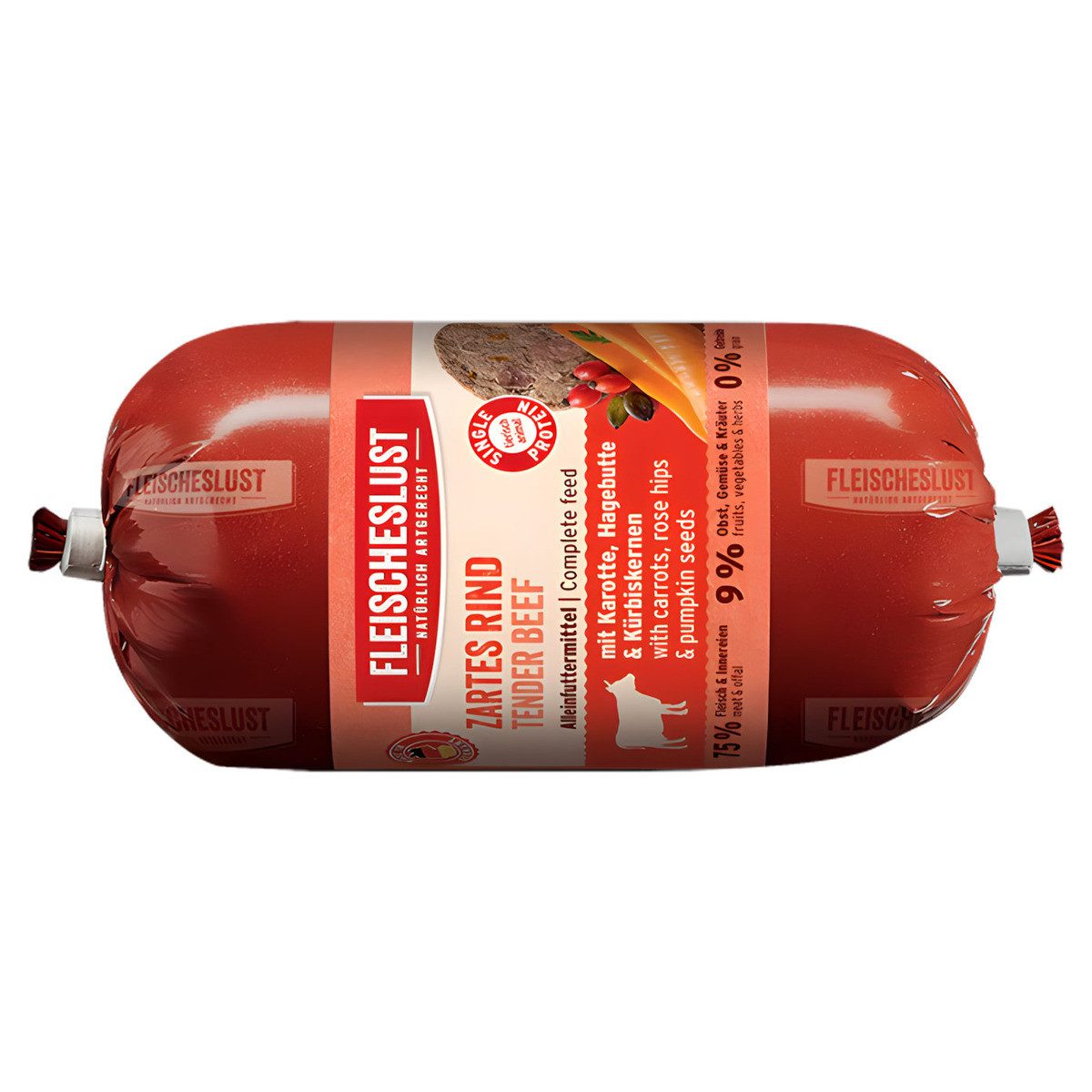 Fleischeslust Classic Zartes Rind mit Karotte, Hagebutte & Kürbiskernen 200 g, für: Hund