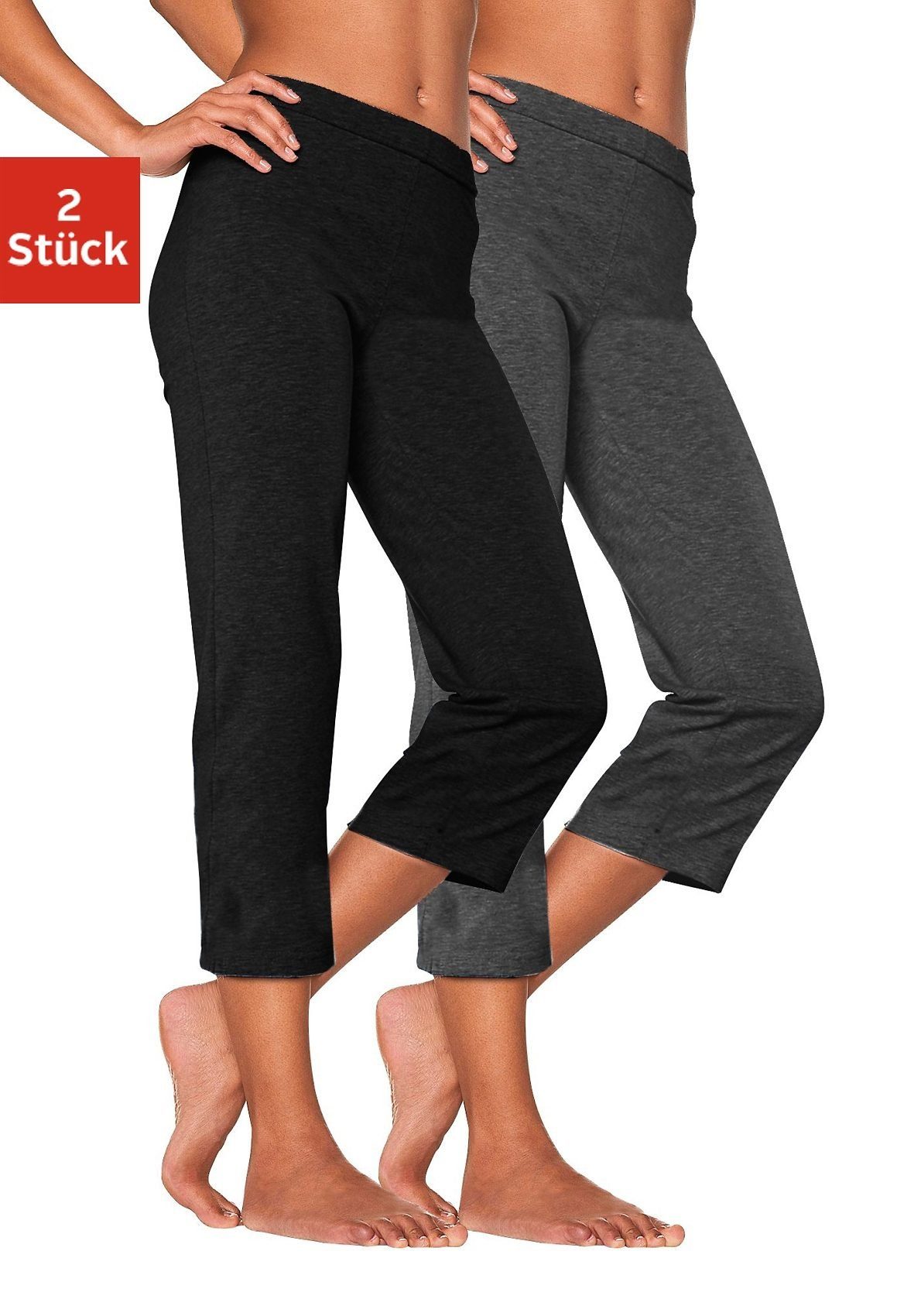 Vivance Active by Lascana Caprihose (2er-Pack) mit Gummibund, Loungewear