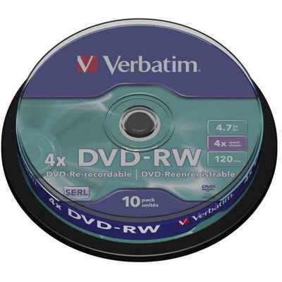 Verbatim DVD-Rohling DVD-RW 4.7GB 4x Matt 10er Spindel, Wiederbeschreibbar