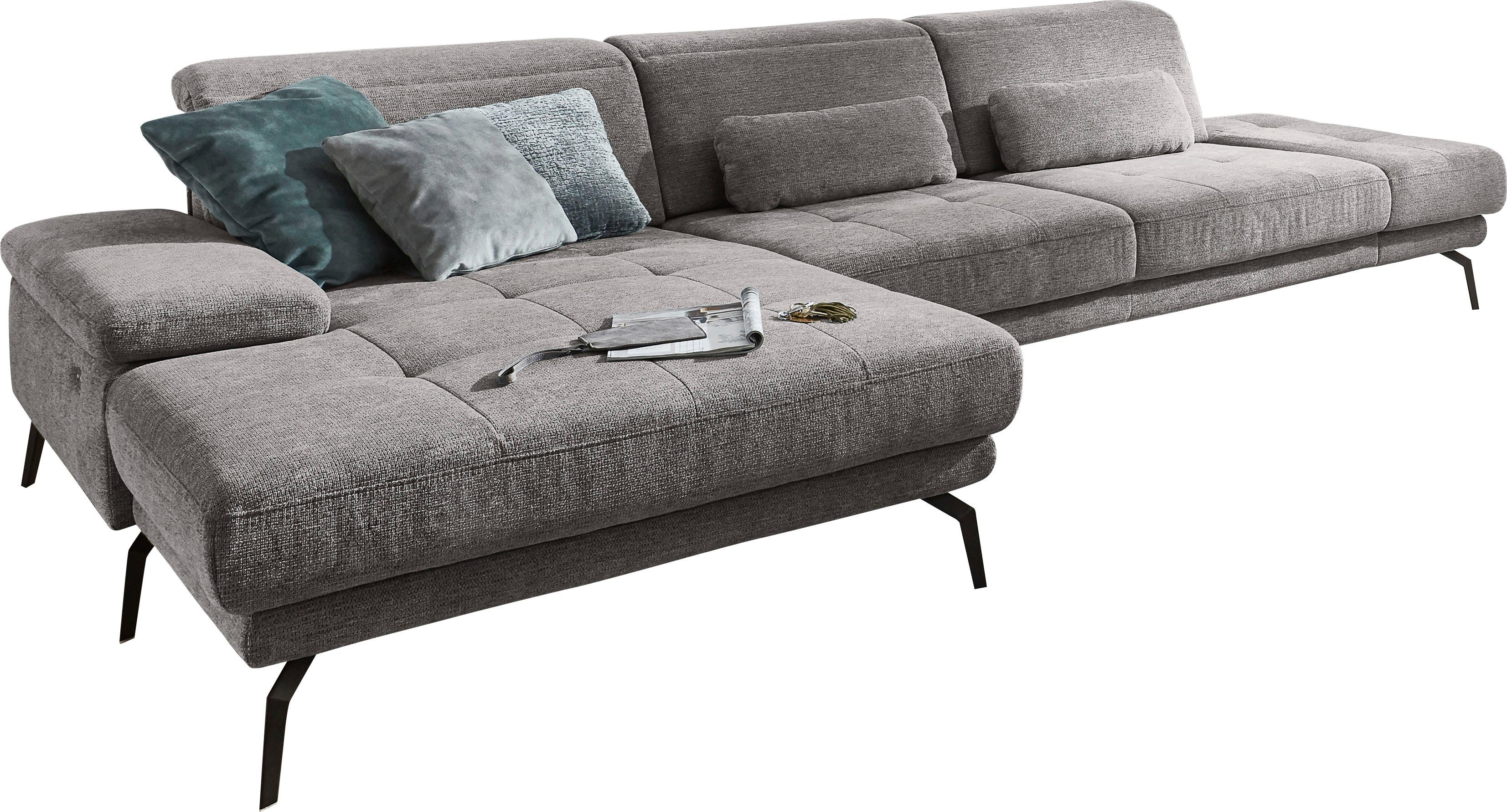 Die PlanBar Ecksofa MP-IN20126 L-Form mit Federkern-Polsterung, mit Kopfteilverstellung, optional Sitztiefen- & Armteilverstellung