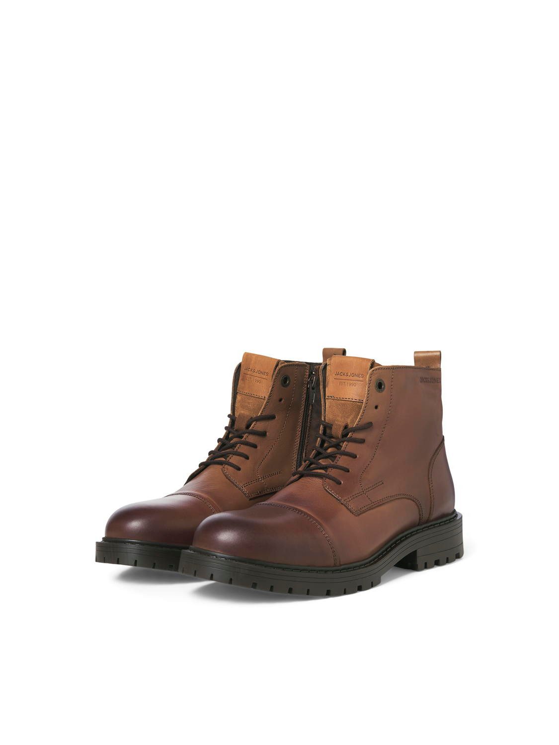Jack & Jones Jack & Jones Herren Schuhe Leder-Stiefel - JfwTremor Biker-Boots Schnürstiefelette
