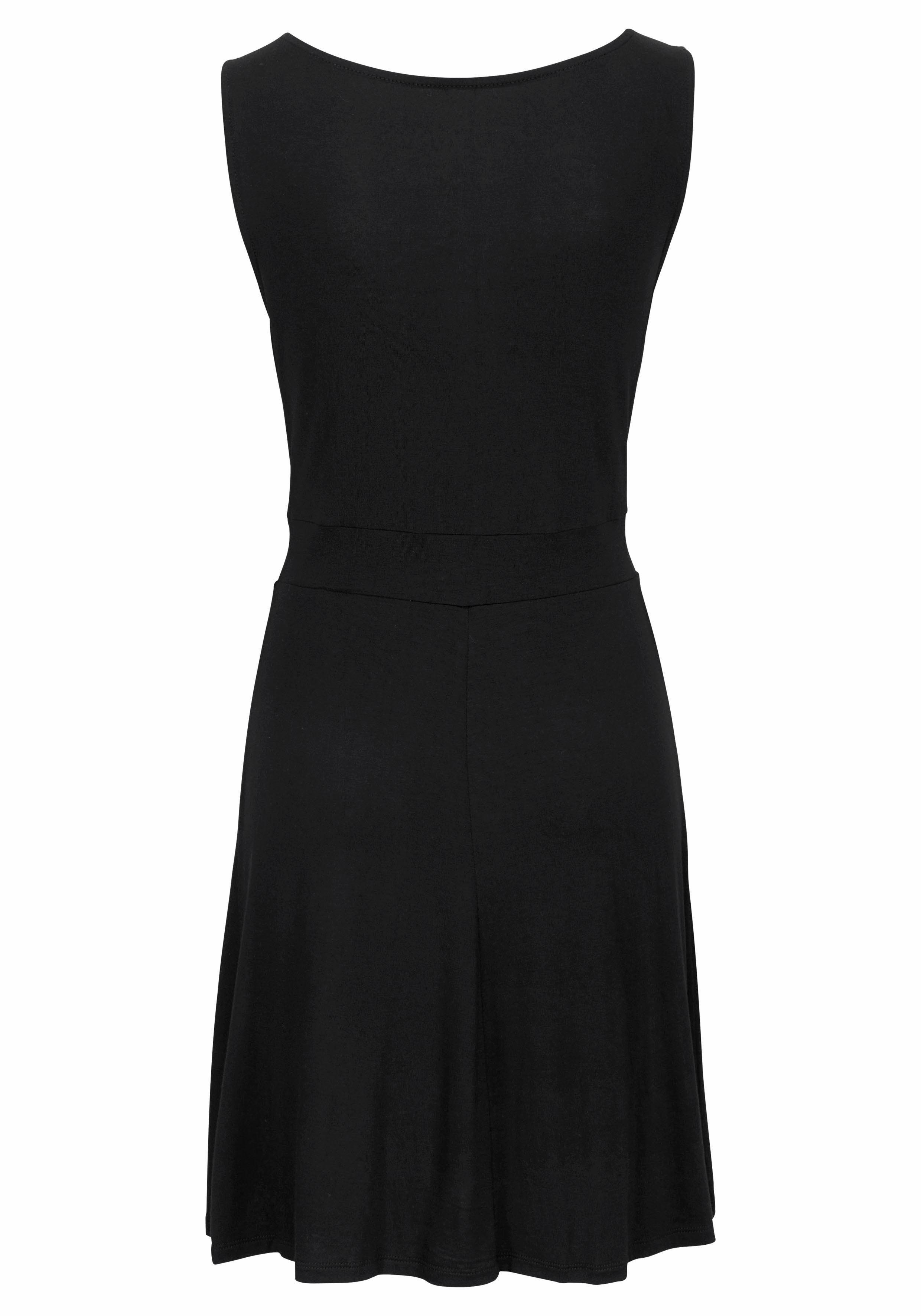 Beachtime Jerseykleid mit tiefem V-Ausschnitt in Wickeloptik, Sommerkleid, Basic