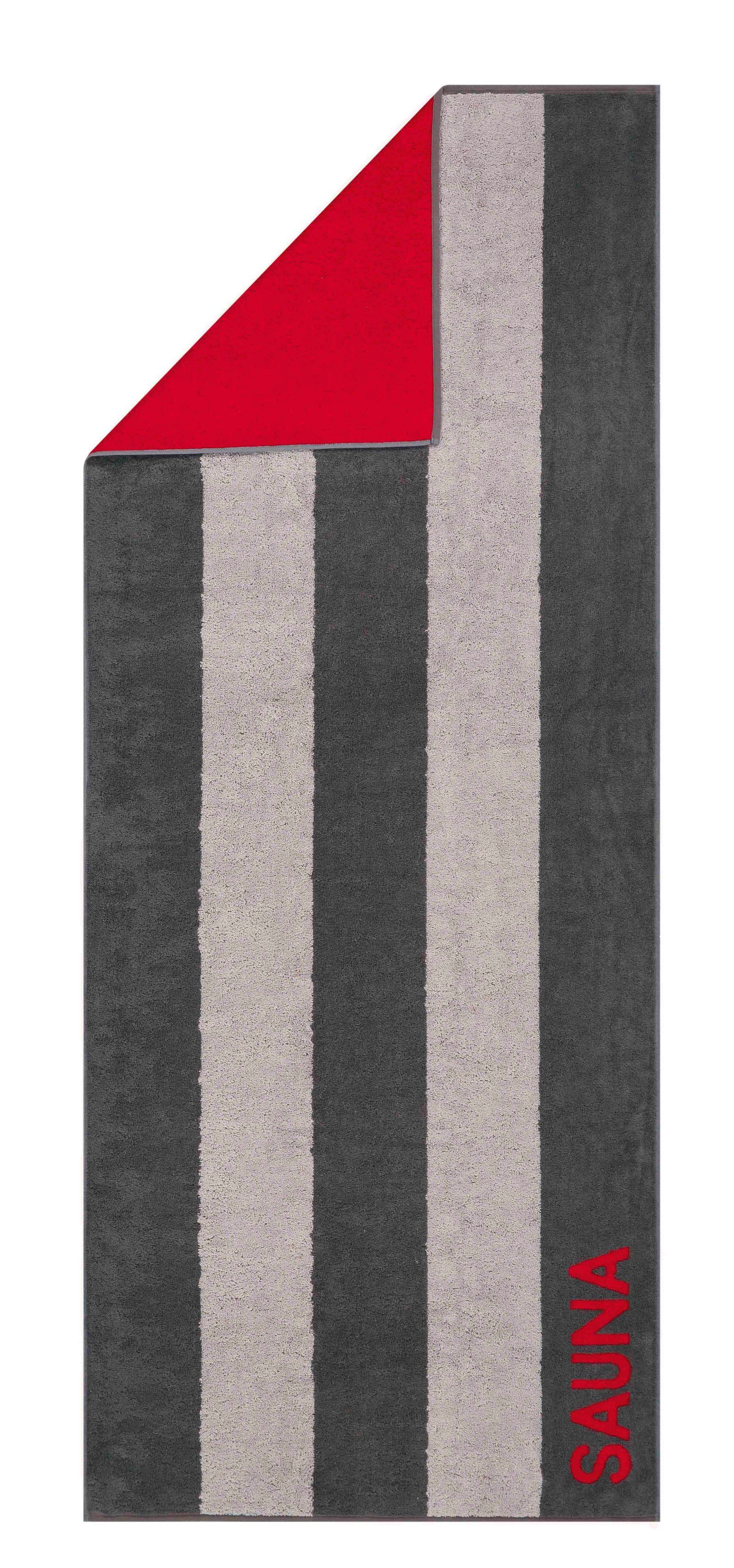 Cawö Saunatuch Sauna Doubleface, Walkfrottee (1-St), cm, gestreift Wendeseite, Baumwolle mit 100% Baumwolle, abgesetzter 80x200 reine Material