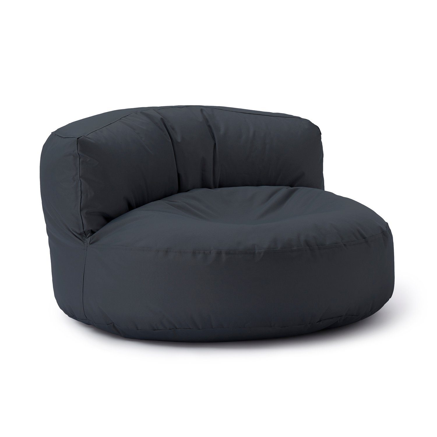 Lumaland Sitzsack Round Sofa Sitzkissen Bean Bag Couch Lounge, inkl. Rückenlehne In-& Outdoor 90x90x50cm stahlgrau