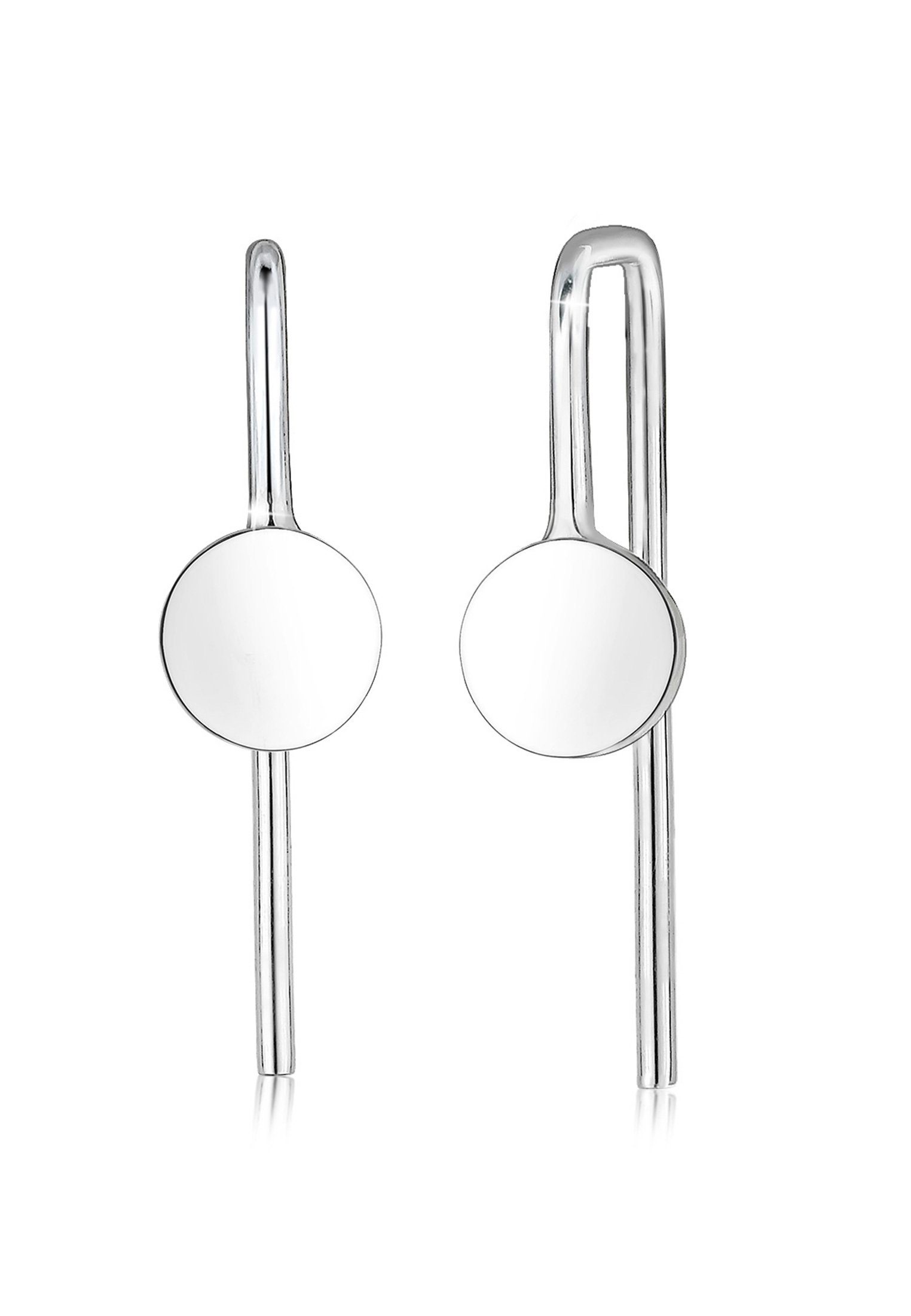 Paar Ohrhänger Geo Kreis Basic Plättchen Trend 925 Silber