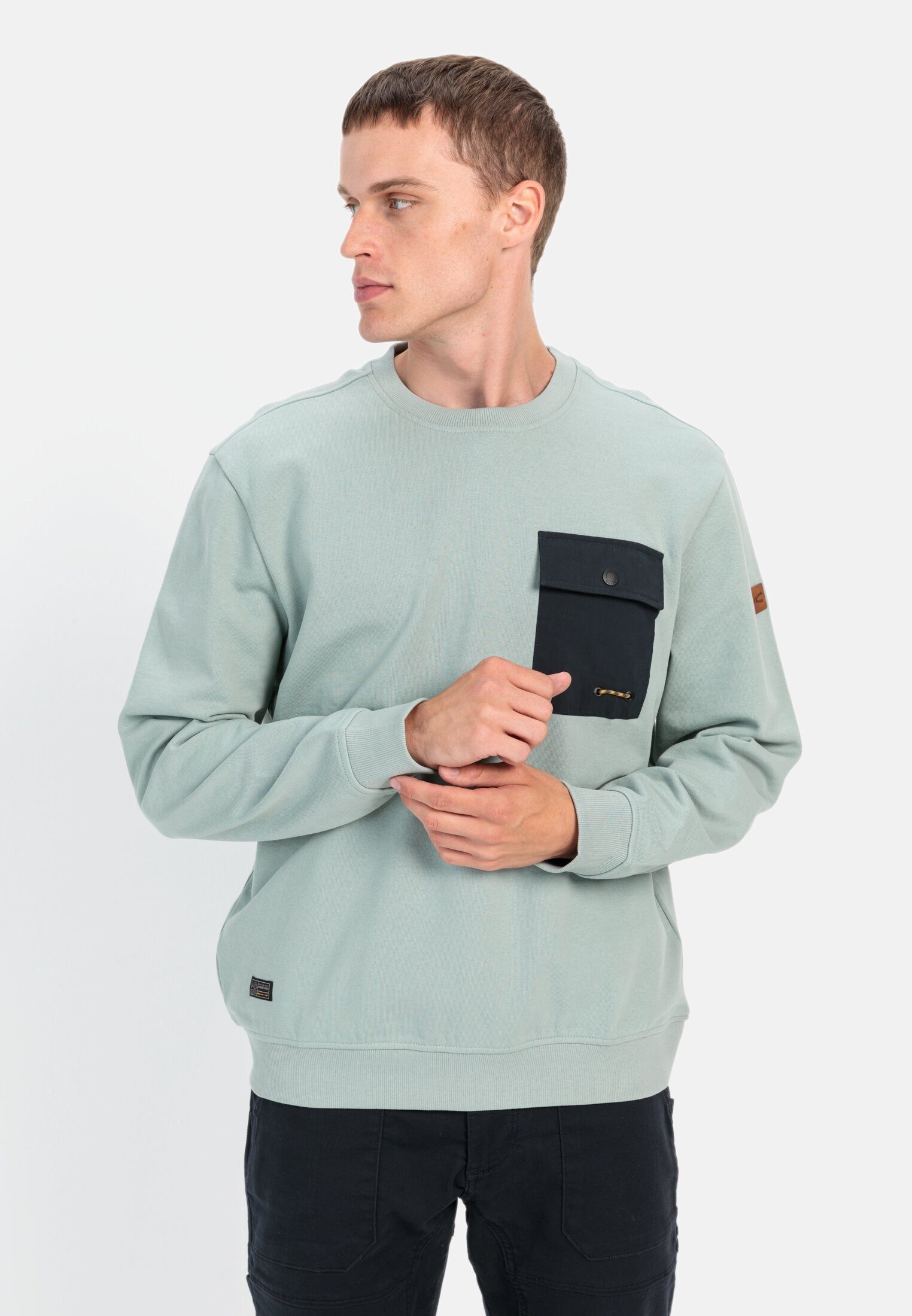 camel active Rundhalspullover mit Brusttasche Langarm Rundhals Pullover_Run günstig online kaufen