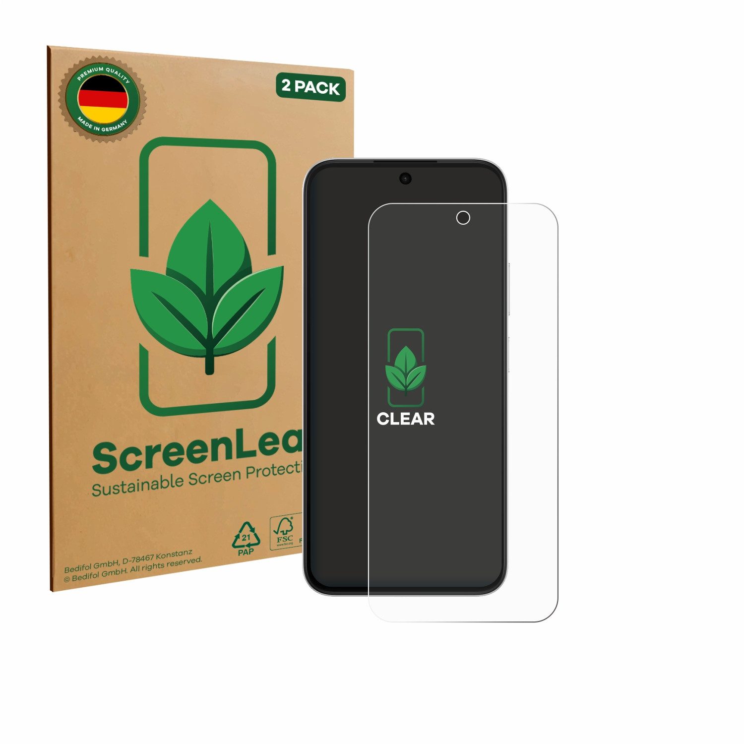 ScreenLeaf Displayschutzfolie Schutzfolie für Oppo A6s 5G, 2 Stück, nachhaltiger Displayschutz Schutz Folie Klar Transparent