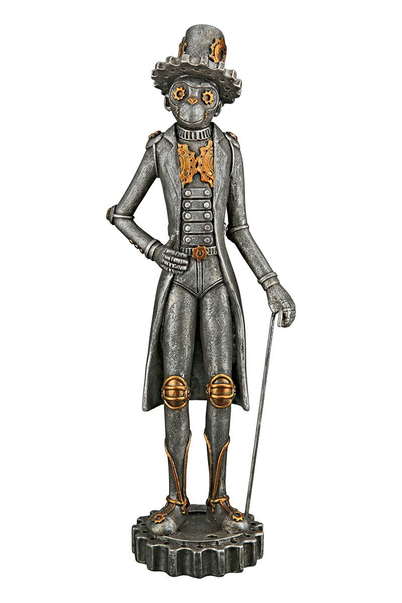 GILDE Dekofigur Dekofigur Steampunk Affe Viktor aus Kunstharz silber kupfer (1 St)