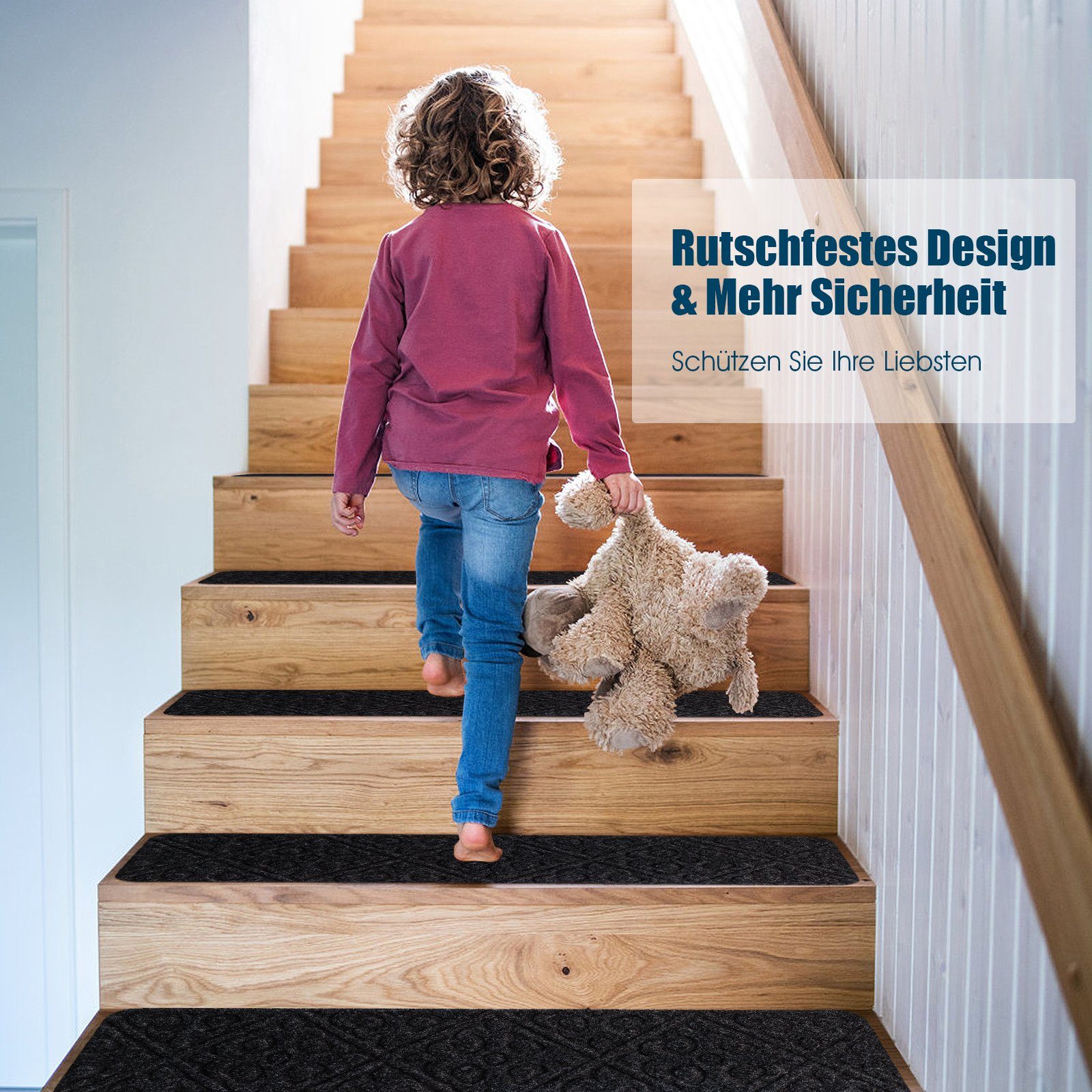 COSTWAY Stufenmatte Treppenmatten, 76x20cm, rutschfest, wasserdicht günstig online kaufen