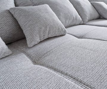 DELIFE Big-Sofa Violetta, Creme Hellgrau 310x135 inklusive 12 Kissen XXL Sofa