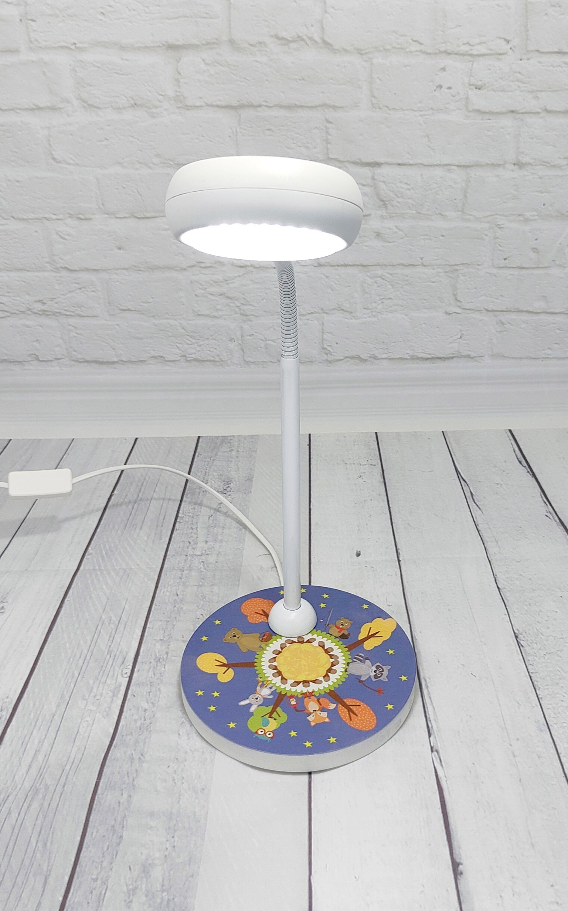 niermann Tischleuchte Waldtiere, Kinderlampe, Kinderzimmer, Flexiebler Holzsockel