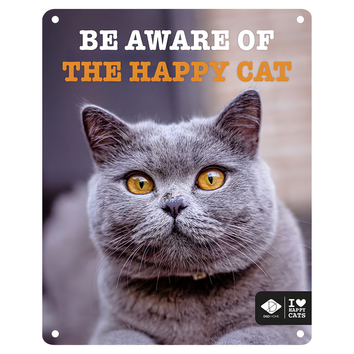 D&D Metallschild Schild I Love Happy Cats Be aware