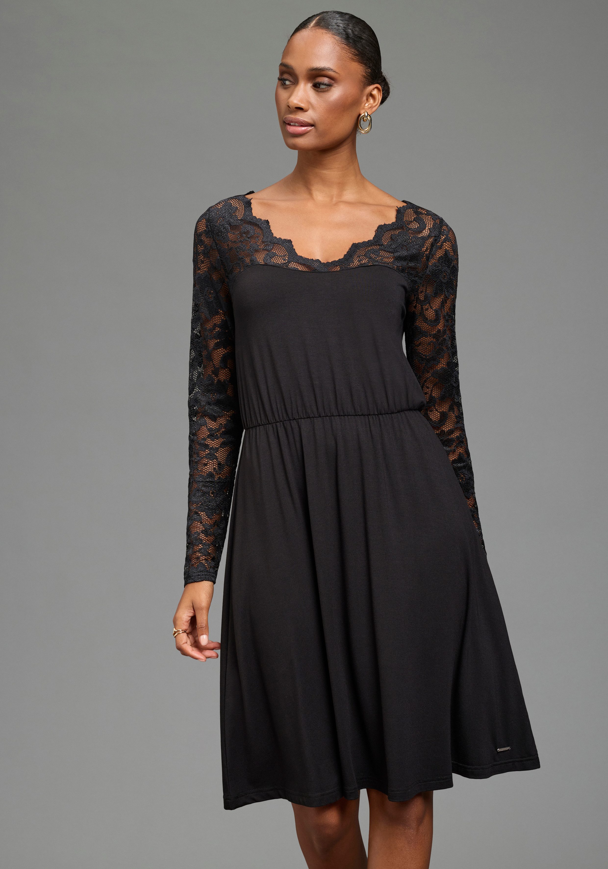 Laura Scott Jerseykleid aus elastischer Viskosemischung, figurbetonte Passform, kniefrei