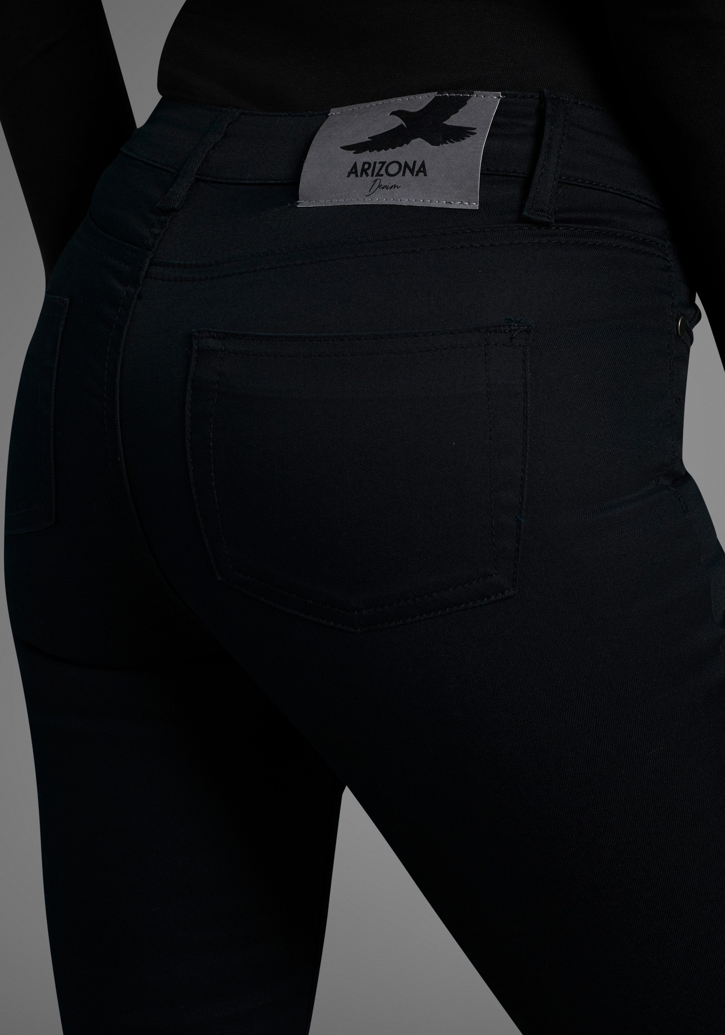 Arizona Bootcut-Jeans Shaping elastische Passform, Bootcut-Beinform, Used-Waschung, hohe Taille