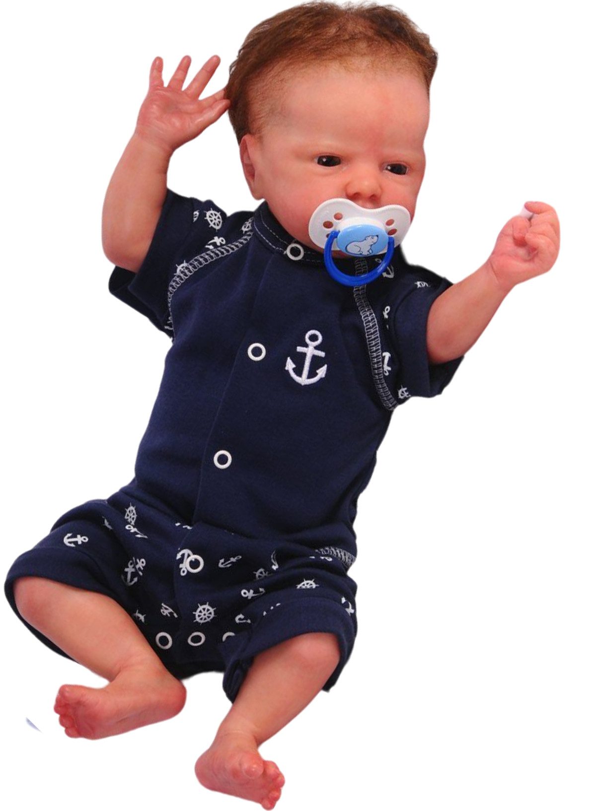Spieler Baby Romper in Blau mit Ankermuster kurzer Strampler