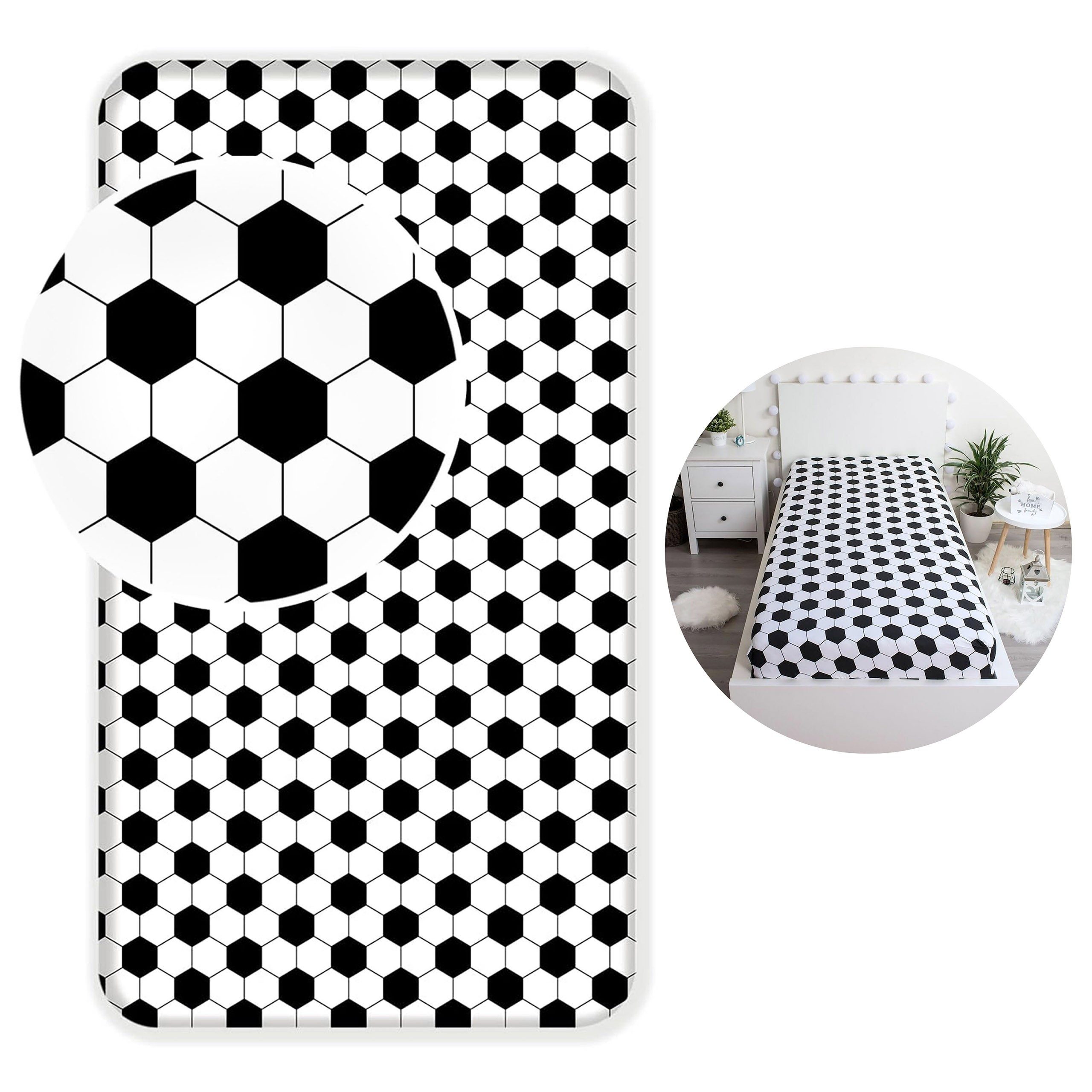 Sarcia.eu Betttuch Fußball, Kinderlaken, Baumwolllaken 90x200cm+25cm