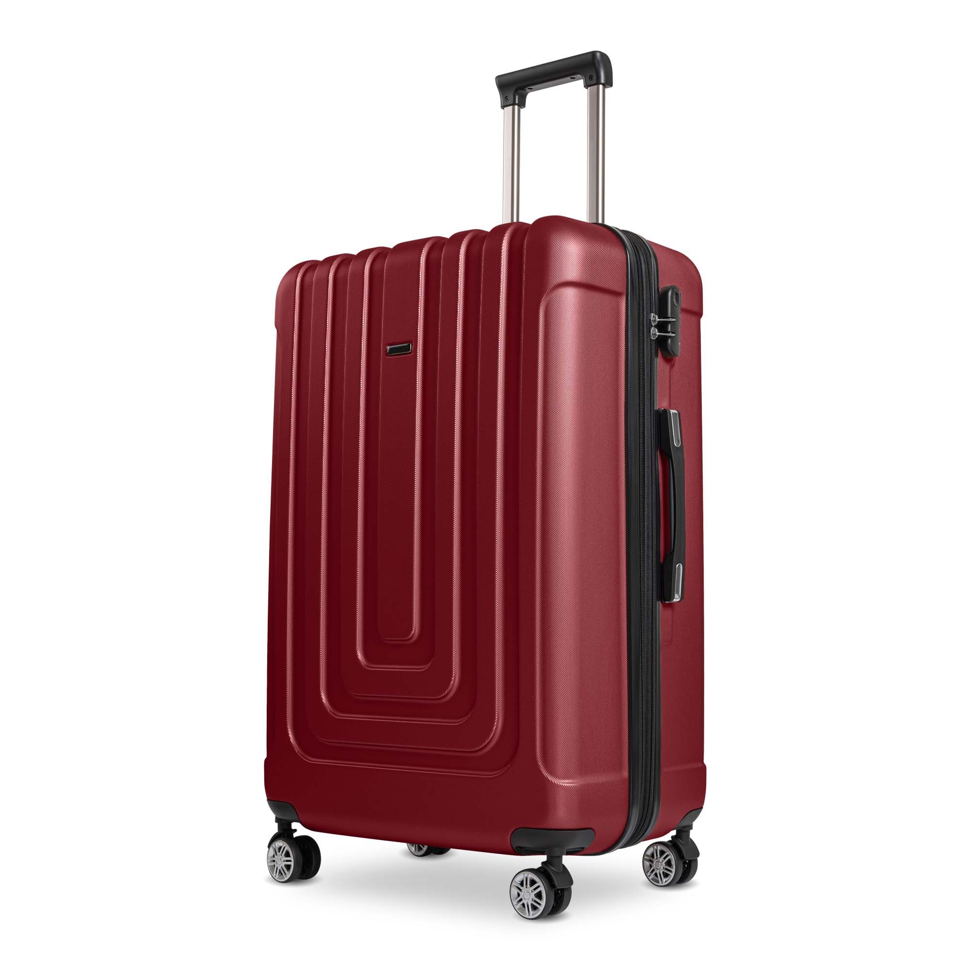 Sparsando Hartschalen-Trolley Hartschalen-Trolley Checkin 77,5cm Reisetrolley TSA Nummern-Schloss, 4 x 360° Zwillings - Rollen, Reisekoffer, mit Teleskopgriff, Hartschalenkoffer, Bordeaux