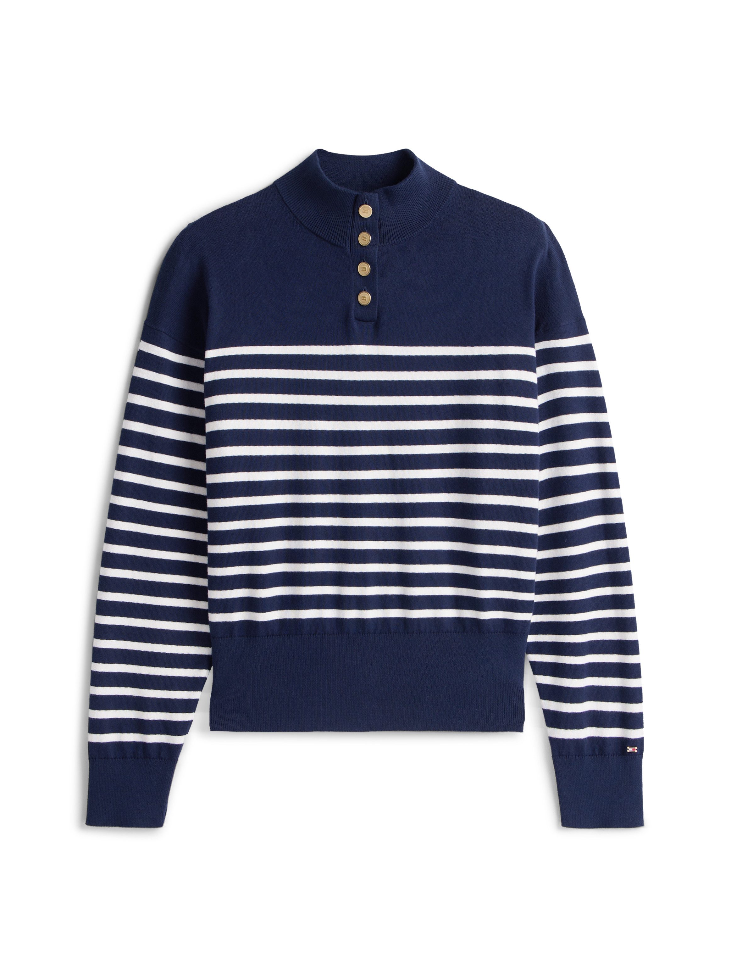 Placed Thin White Stp Sweaters