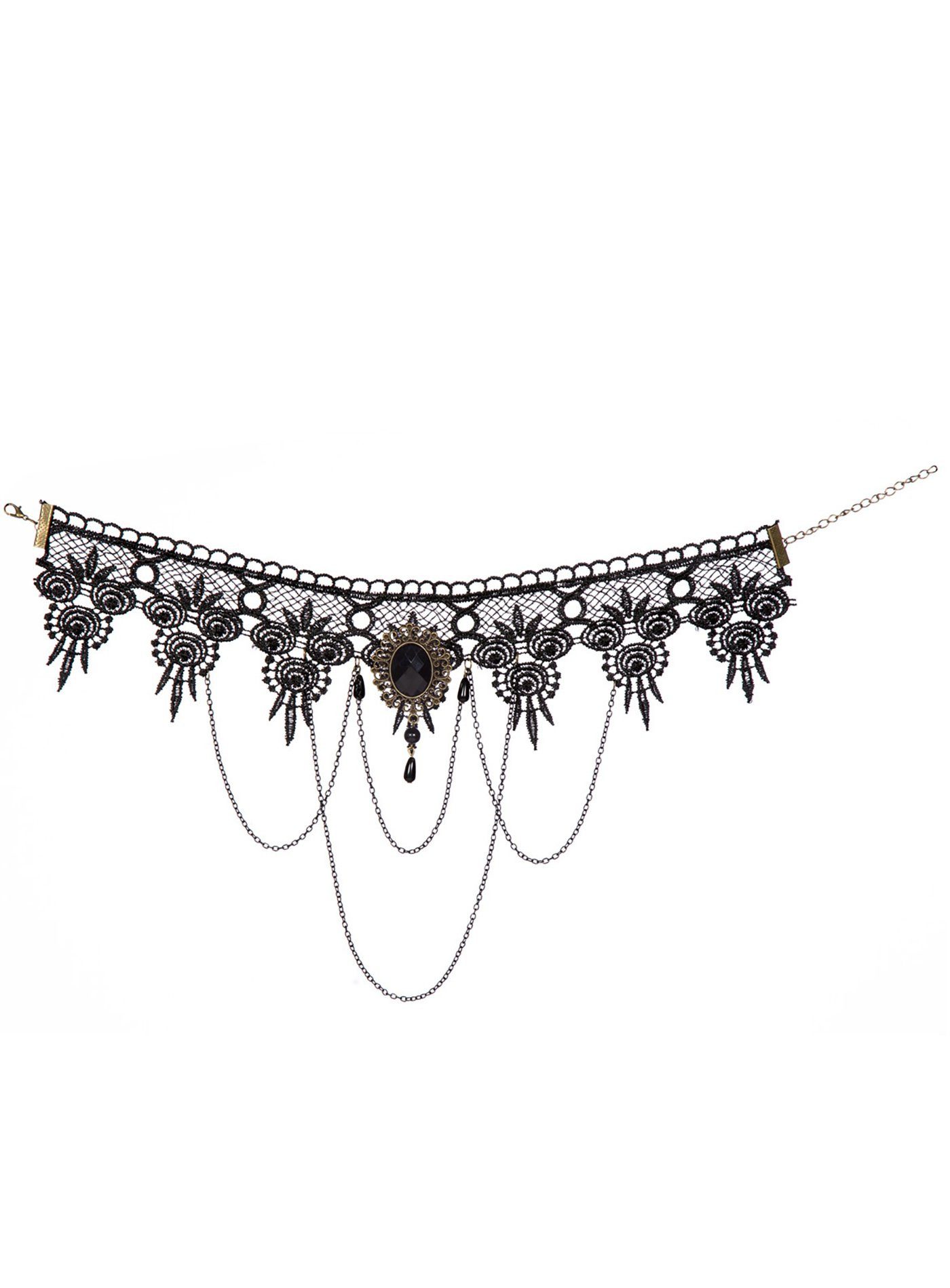 Metamorph Textilband Gothic Halsband mit schwarzer Brosche, Elegant-düstere günstig online kaufen