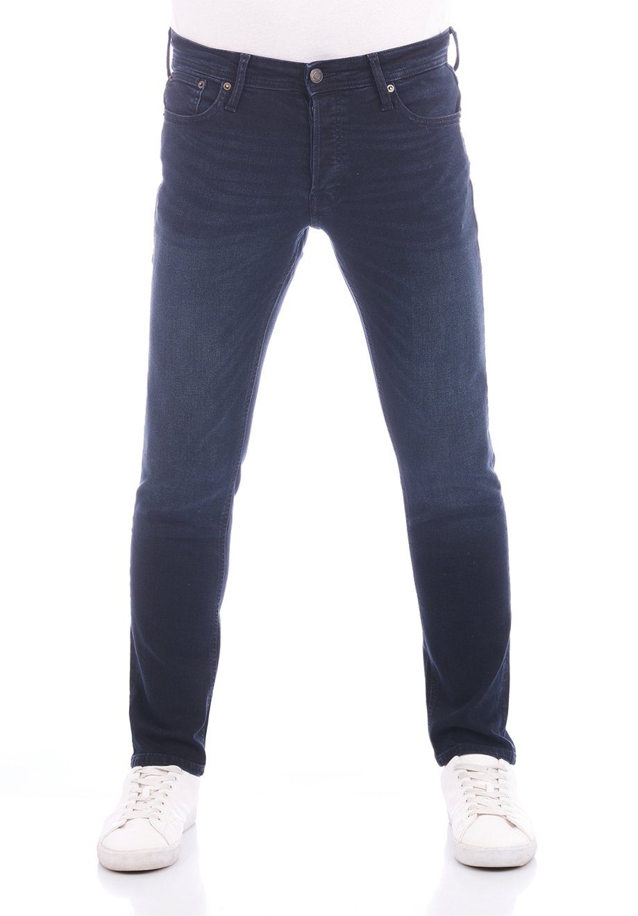 Jack & Jones Slim-fit-Jeans Herren Jeanshose JJIGLENN Slim Fit Denim Hose mit Stretch Blue Denim 112 (12246981)