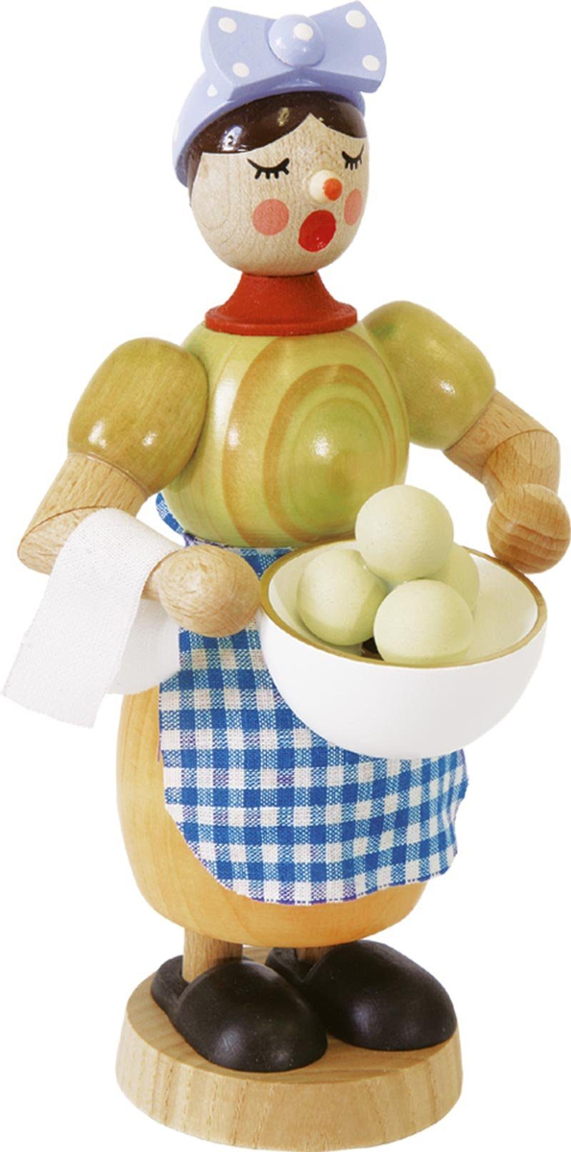 Richard Glaesser Räuchermännchen Rauchfrau mit Klößen / KloßfraU, Handwerkskunst original Erzgebirge