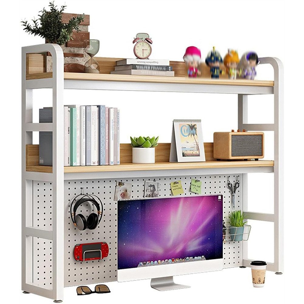 GarveeMore Mehrzweckregal Schreibtischregal, 3-stöckiger Schreibtisch,Metallregal,belastbar bis zu 50 kg,95x25x93cm