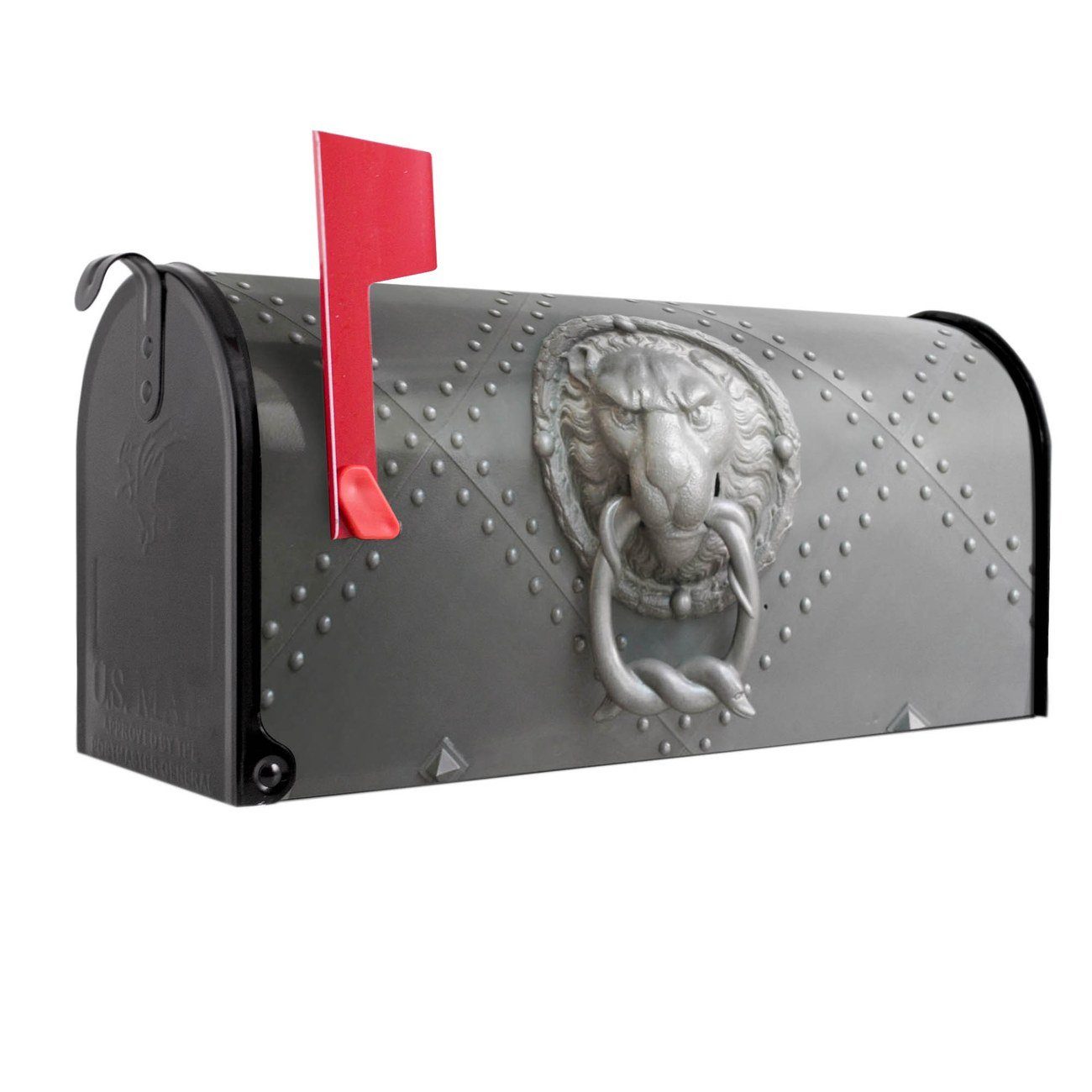 banjado Amerikanischer Briefkasten Mailbox Eisentor (Amerikanischer Briefkasten, original aus Mississippi USA), 22 x 17 x 51 cm schwarz