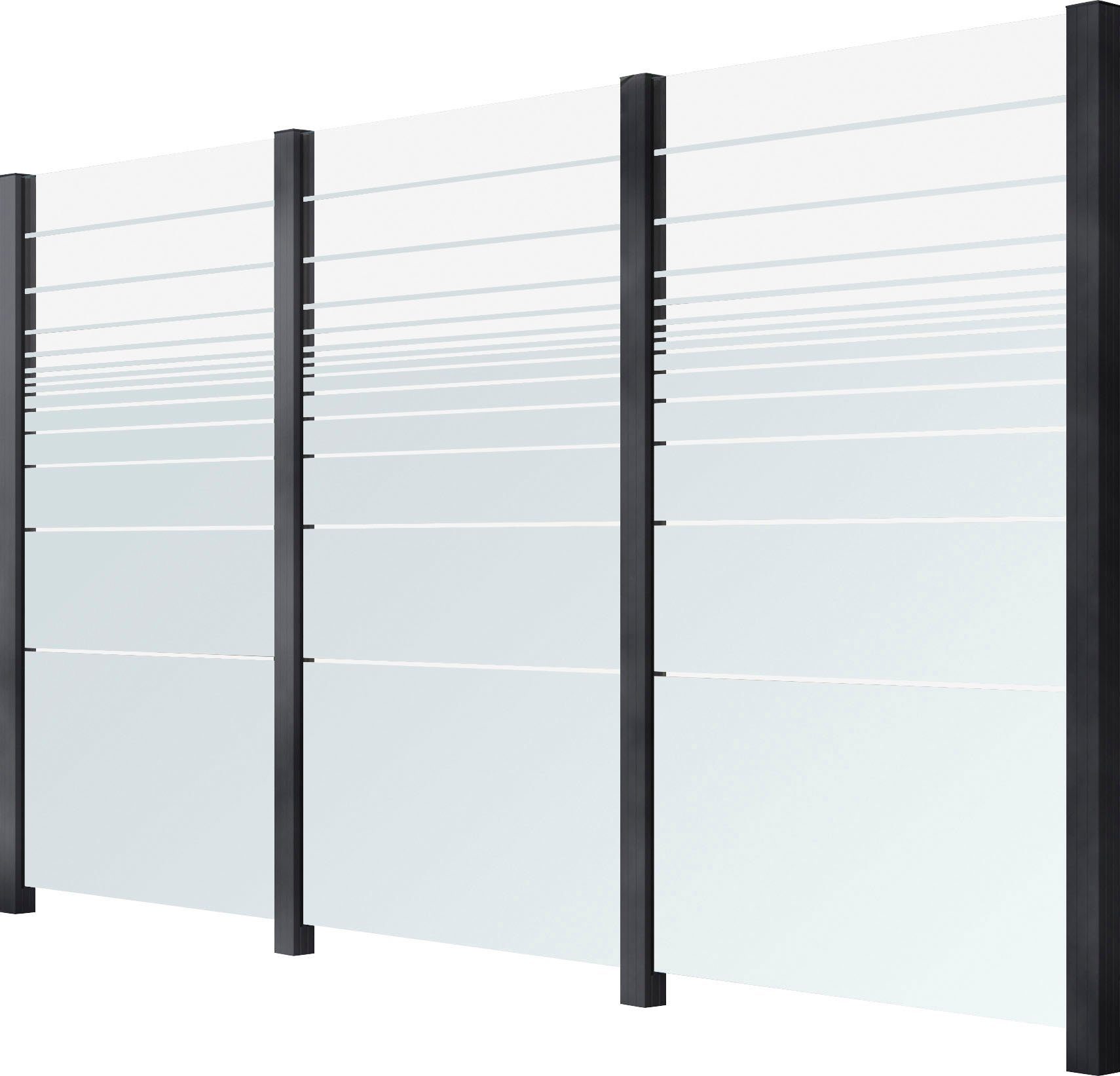 STAKET PRO Zaun, (Set), Glaszaun, Gesamtlänge: 3,361 m, 4 Pfosten