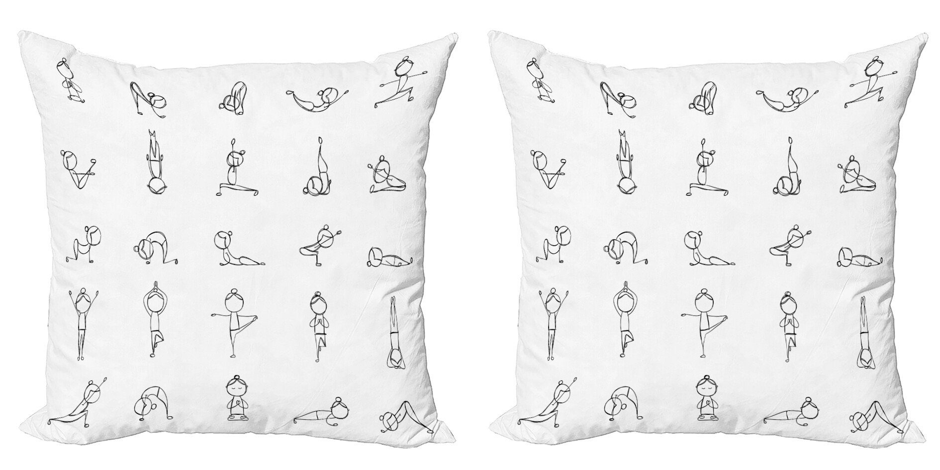Moves Accent Doppelseitiger Modern Stück), (2 Yoga Abakuhaus Yoga Kissenbezüge Digitaldruck, Stickman