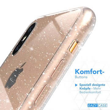 EAZY CASE Handyhülle Glitter Case für Apple iPhone X / iPhone XS 5,8 Zoll, Silikon Schutzhülle mit Glitzer stoßfeste TPU Bling Durchsichtig Klar