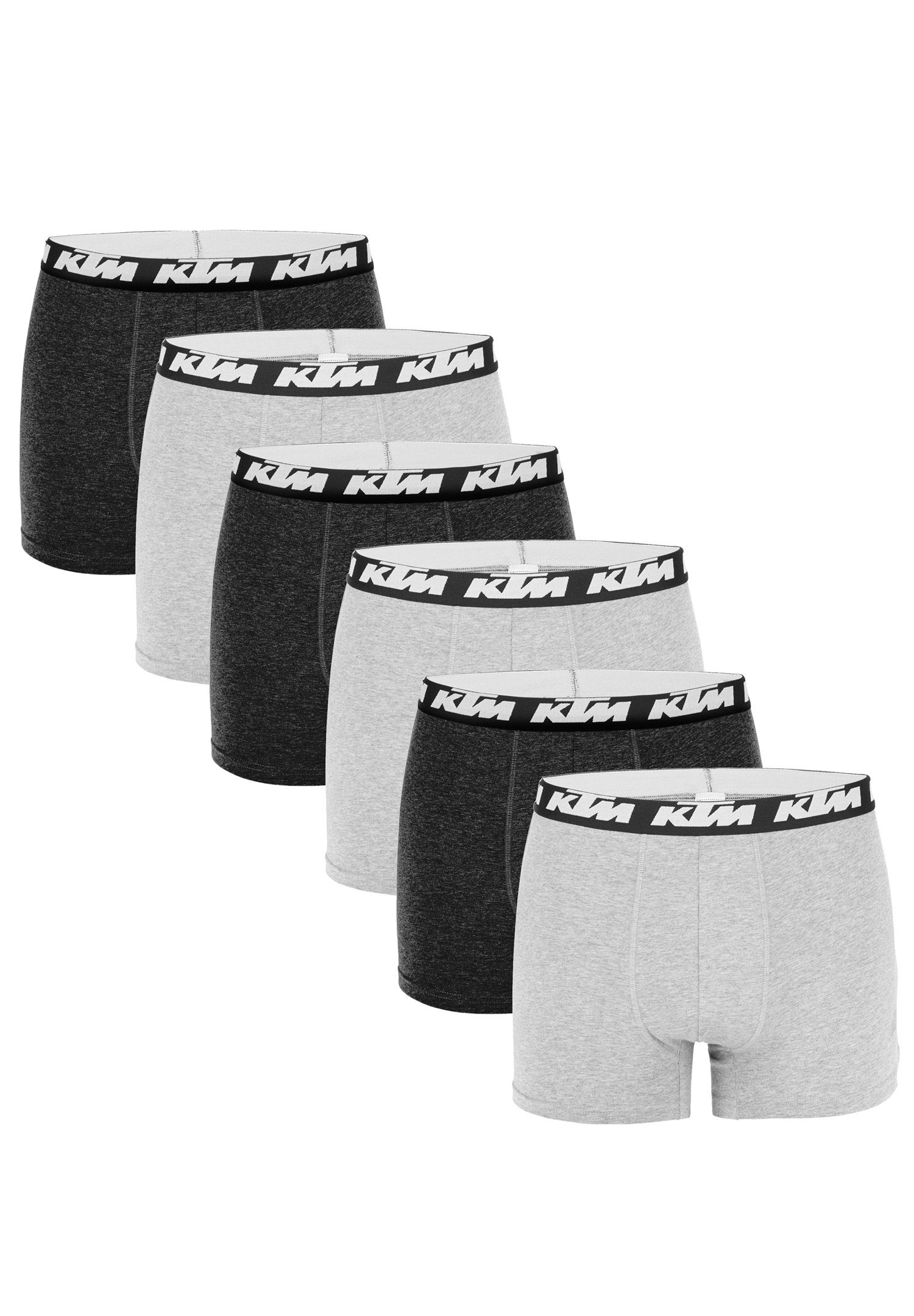 KTM Boxershorts Pack X2 Boxer Man Cotton 6P (Set, 6-St., 6er-Pack) Dark Grey / Light Grey