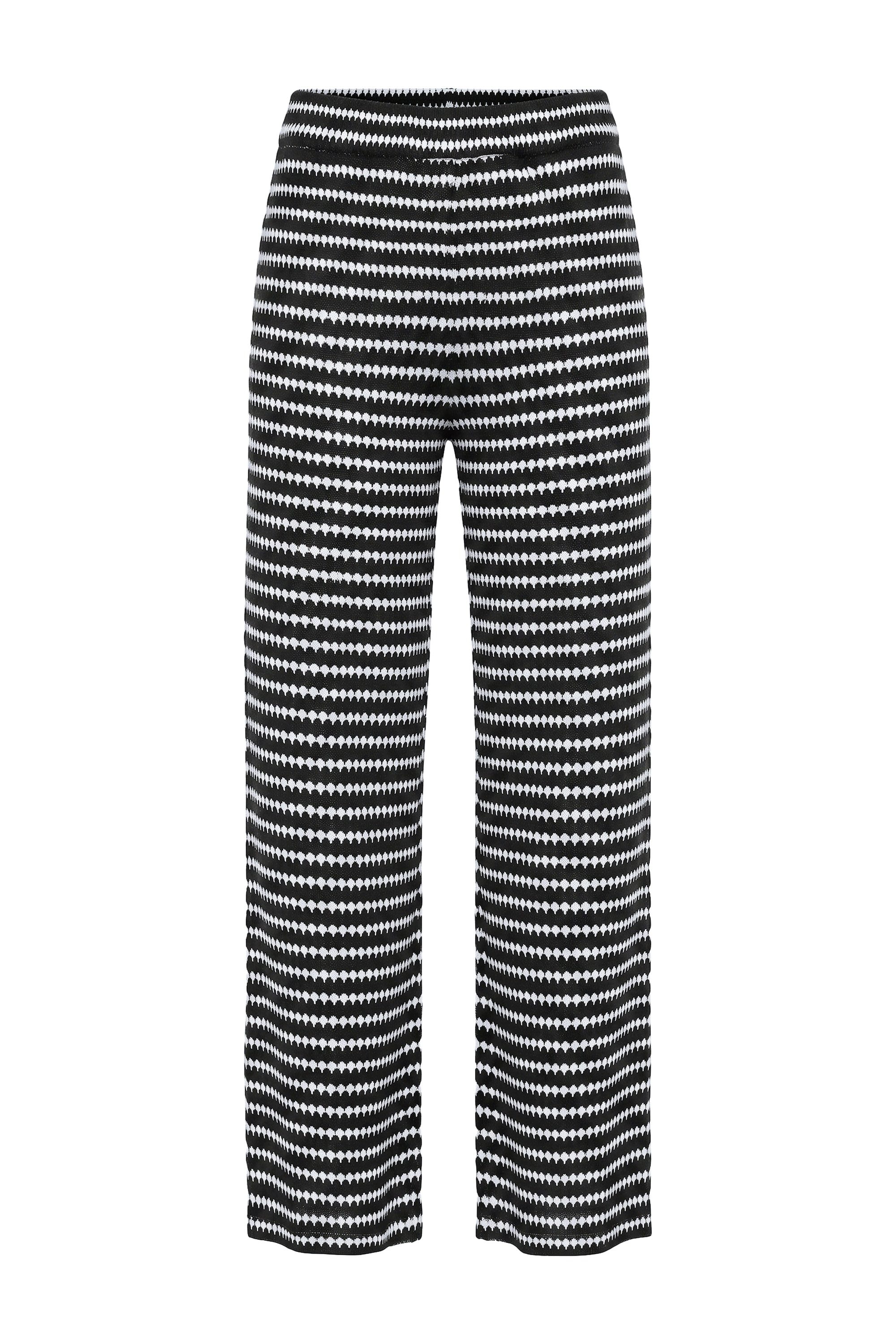 Studio Untold Schlupfhose Hose Wide Legs Struktur Muster Elastikbund