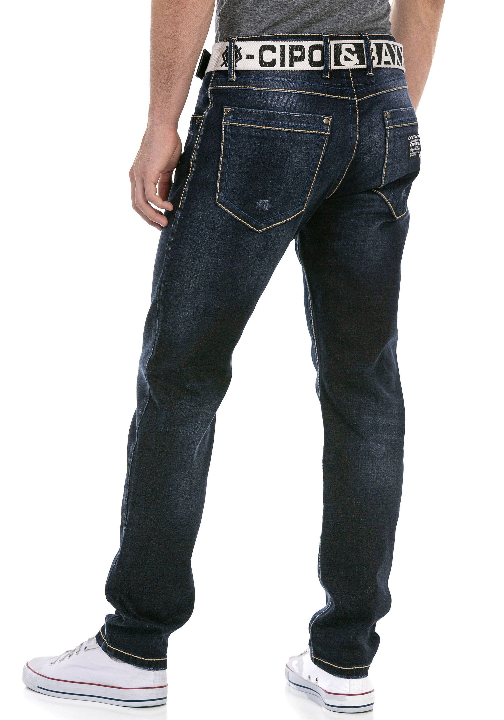 Baxx Cipo mit darkblue Regular-fit-Jeans Waschung & markanter