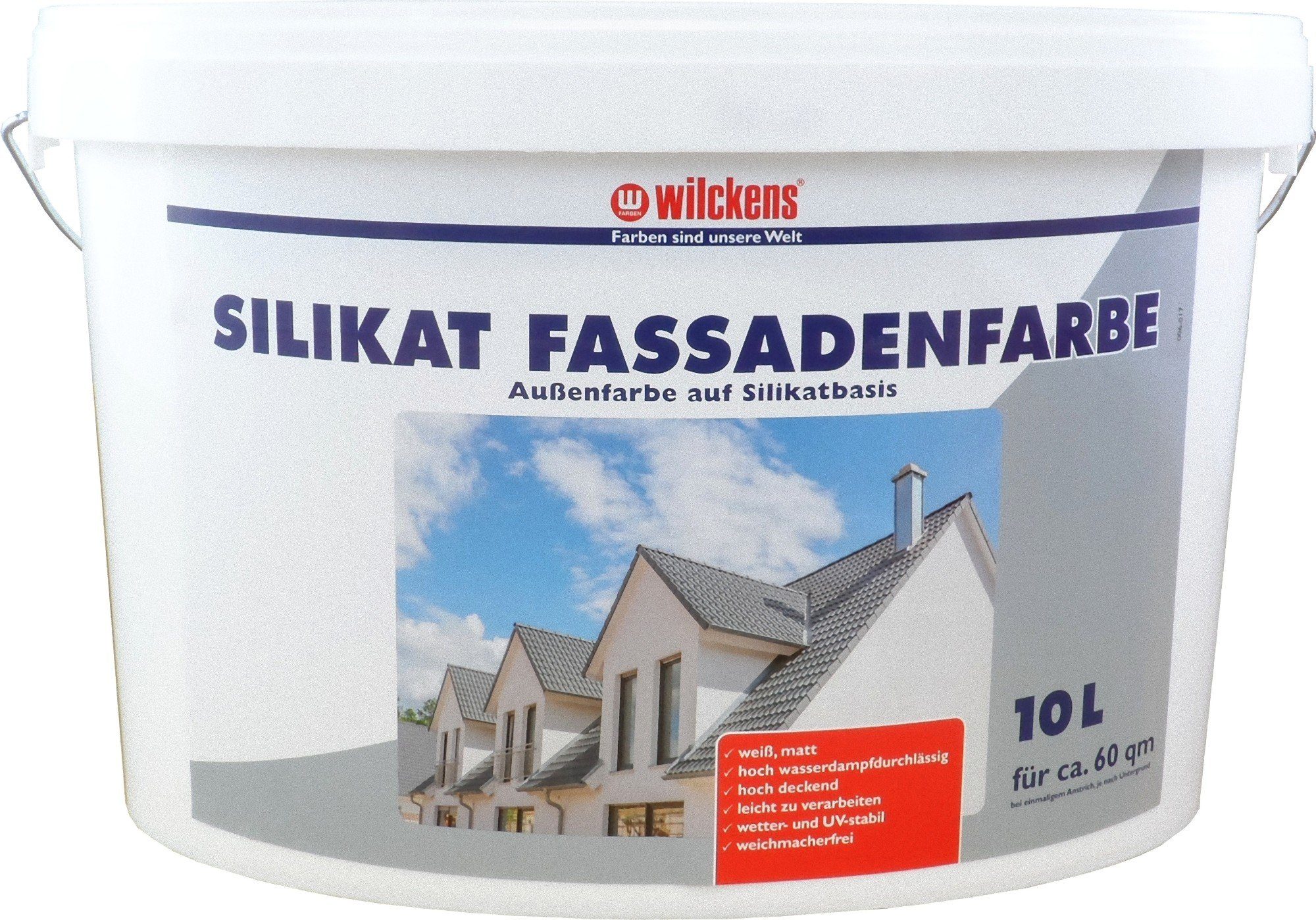 Wilckens Farben Fassadenfarbe, Silikat Dispersionsfarbe Außen Weiß 10 L