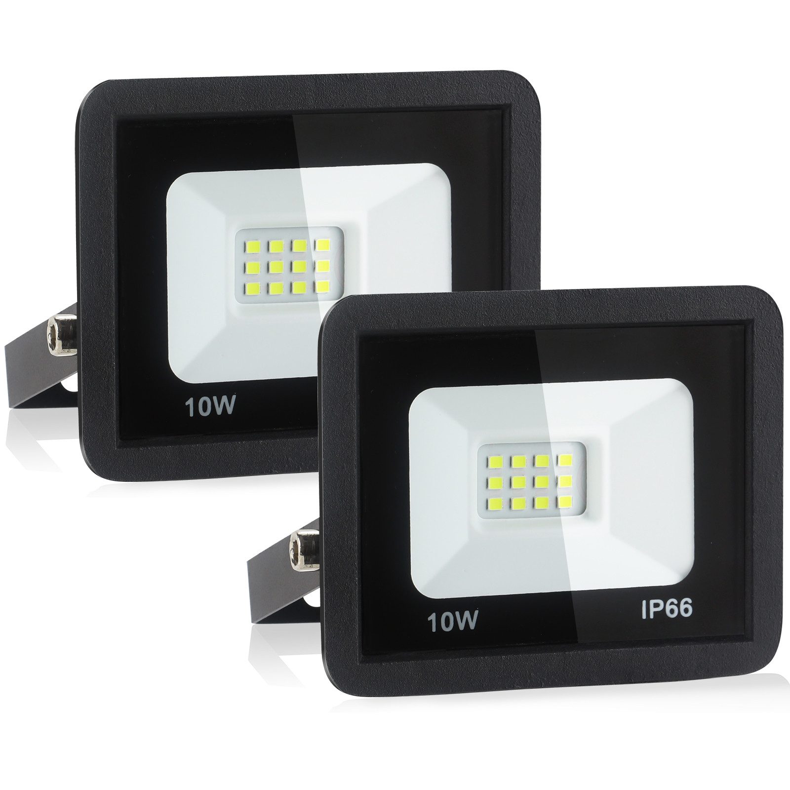POPOLIC Strahler 2 st LED-Außenstrahler,Kaltlicht 6000K, IP66 wasserdicht, geeignet für Werkstätten, Garagen, Gärten und andere Orte.