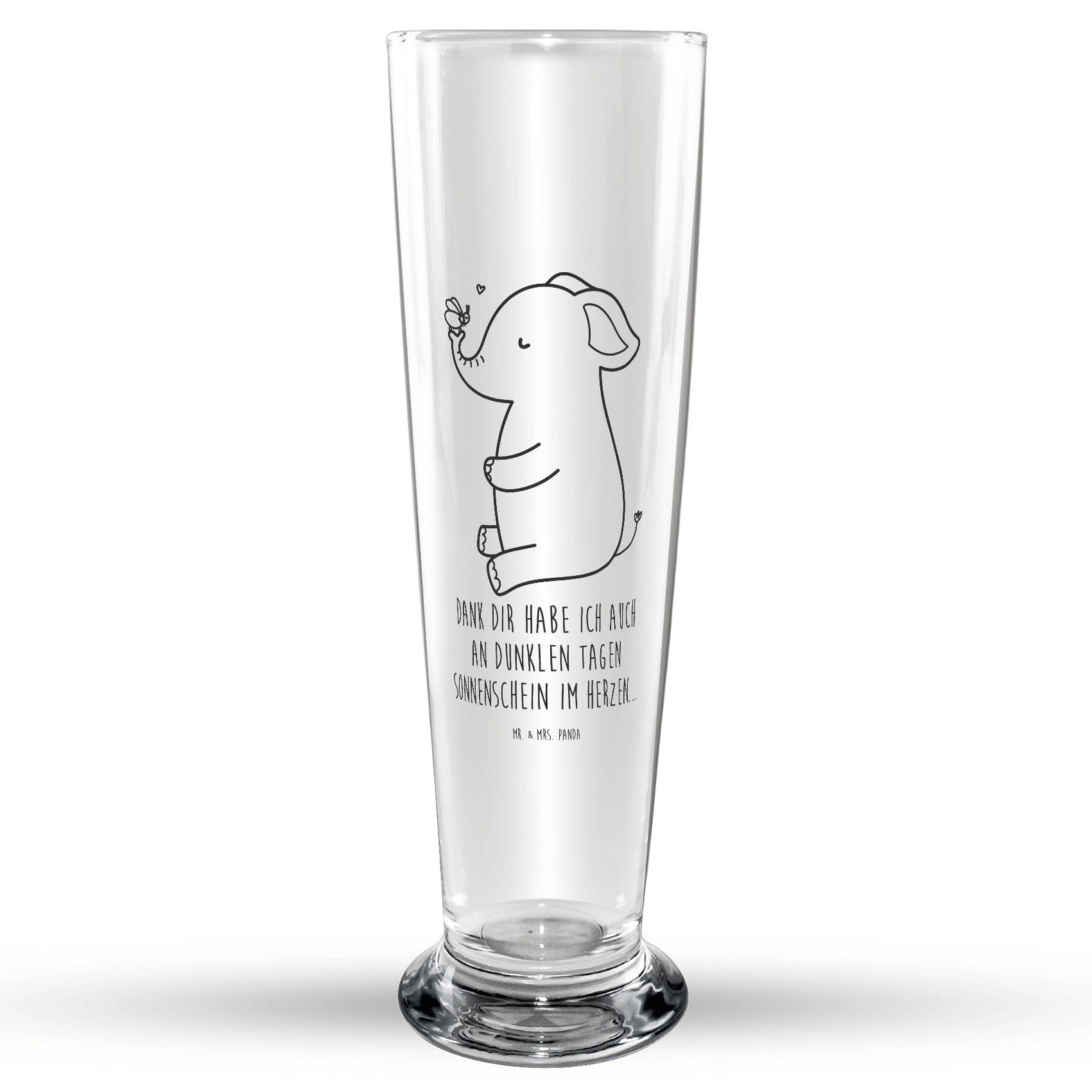 Mr. & Mrs. Panda Bierglas Elefant Biene - Transparent - Geschenk, Vatertag, Liebesspruch, Bierk, Premium Glas, Einzigartiges Design