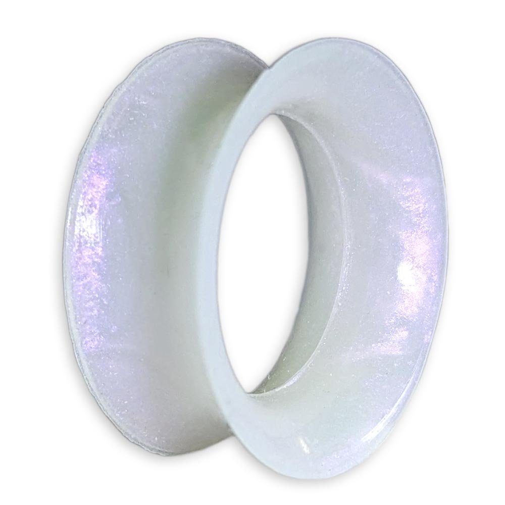 viva-adorno Plug 1 Stück Tube Flesh Tunnel Silikon Ohr Piercing flexibel, Glitter Glitzer Opal schimmernd Farbspritzer Größe 8 bis 16mm