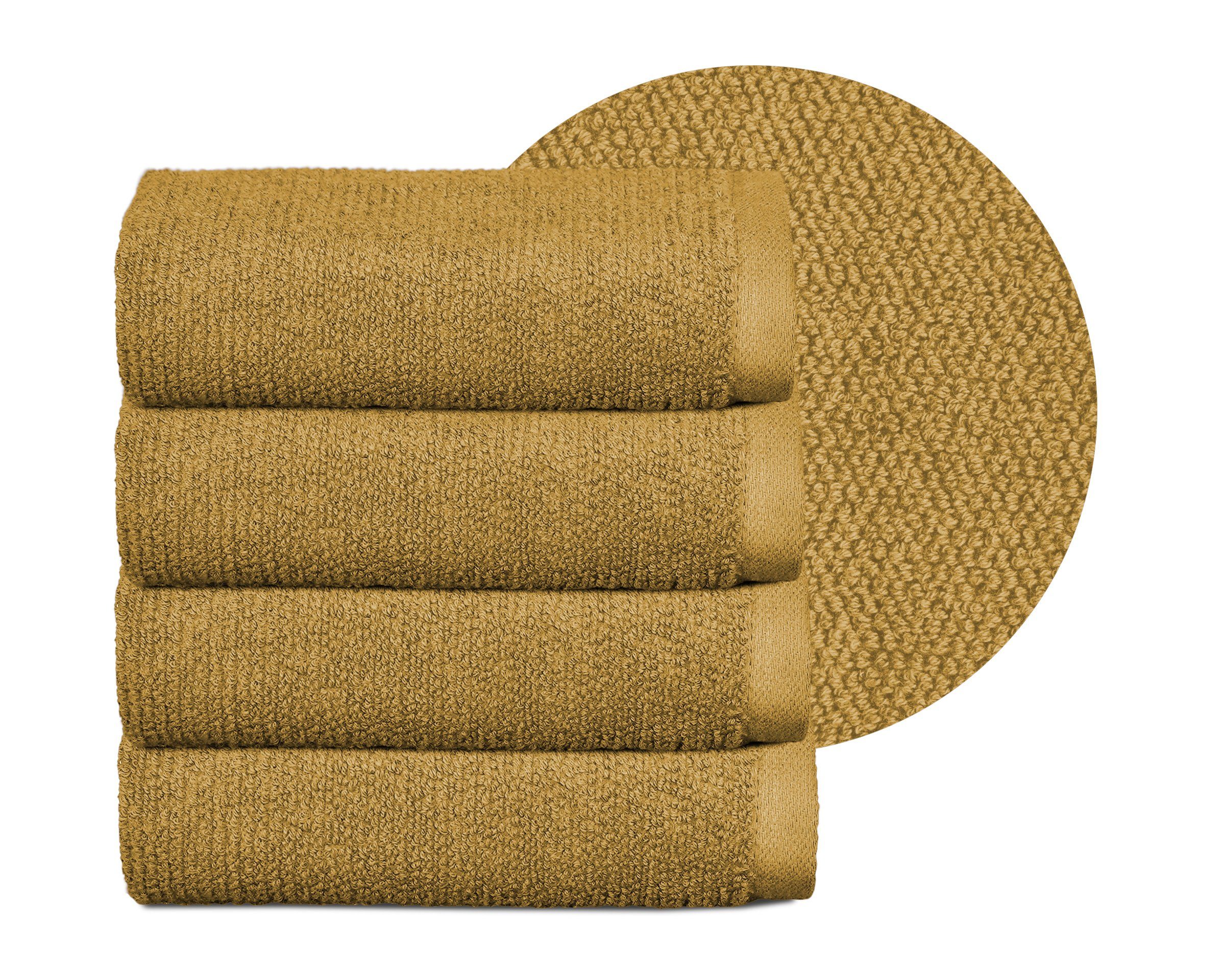 Beautex Handtuch Set Handtuch Set, Made in Europe, Frottier, (Multischlaufen-Optik, Frottier Premium Set aus 100% Baumwolle 550g/m) Gold