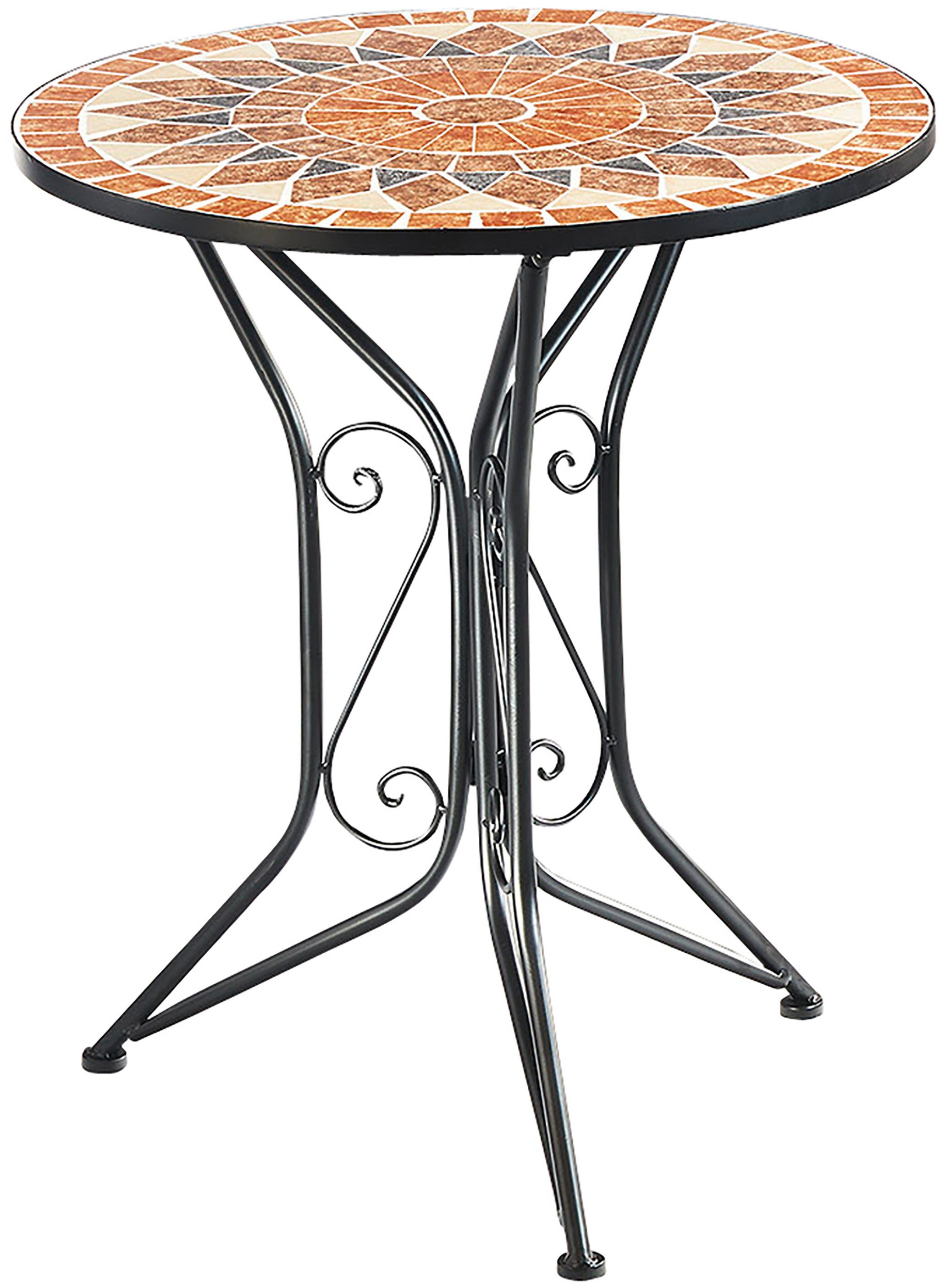 Kobolo Beistelltisch Gartentisch Mosaiktisch Metalltisch H70 cm D60 cm (kom günstig online kaufen