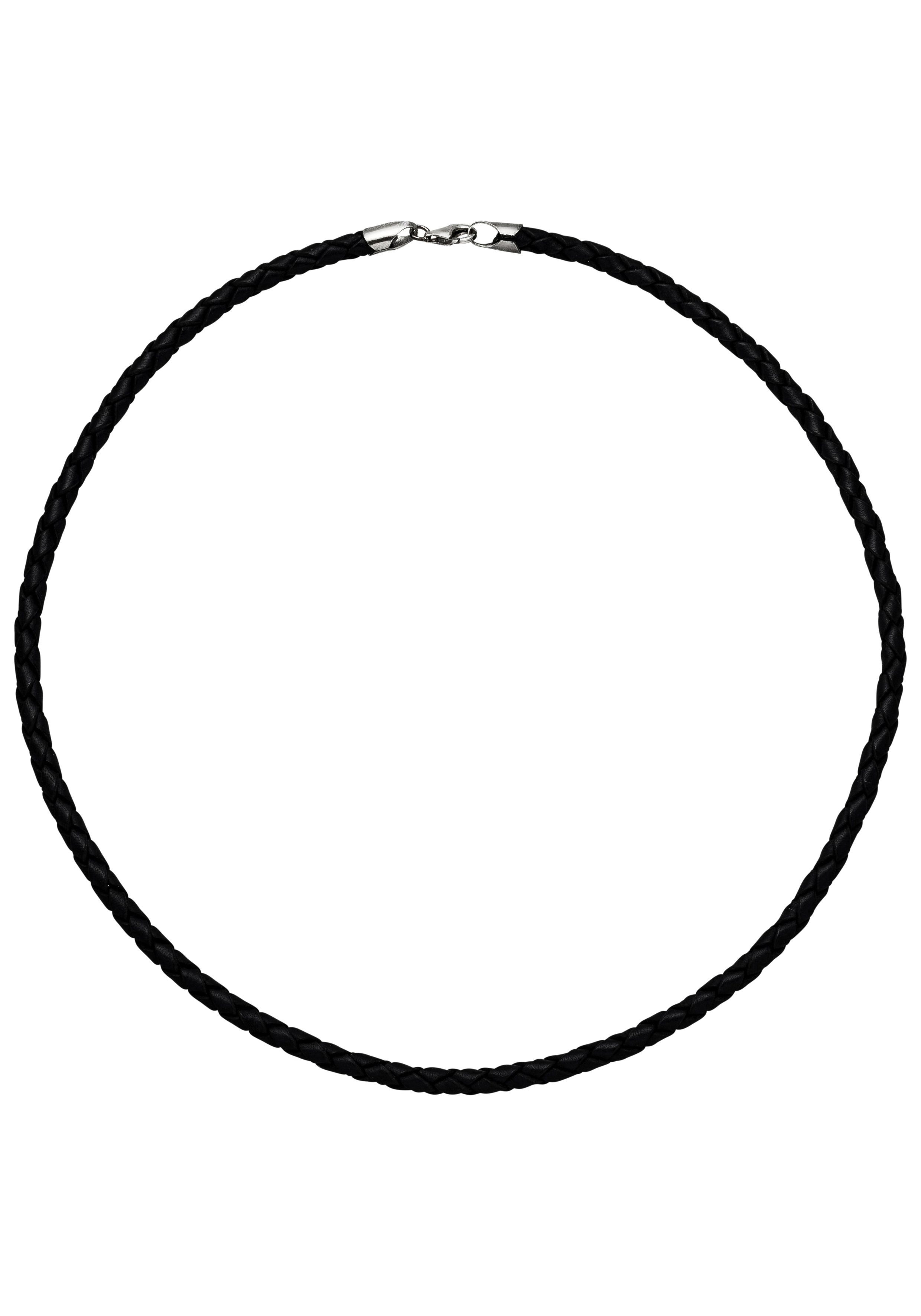 JOBO Kette ohne Anhänger, Leder und 925 Silber 50 cm