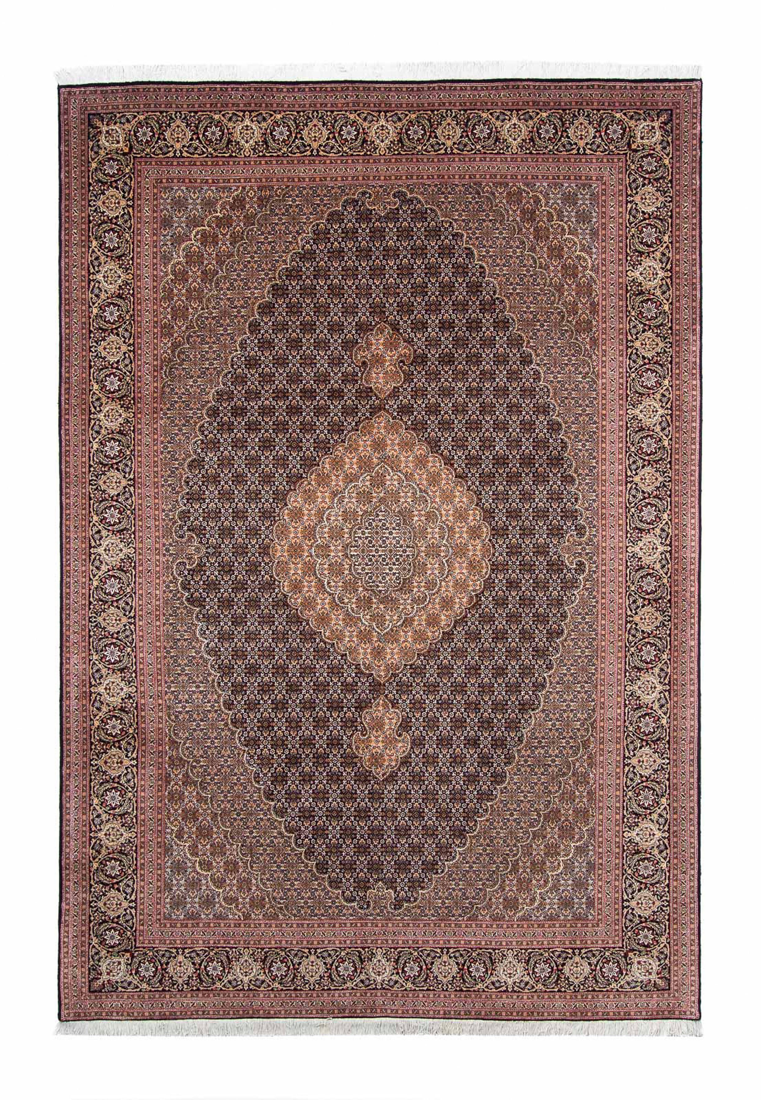 Orientteppich Perser - Täbriz - Zertifikat morgenland, Höhe: Handgeknüpft, dunkelblau, 293 - Einzelstück 202 x rechteckig, mit Wohnzimmer, cm mm, 10