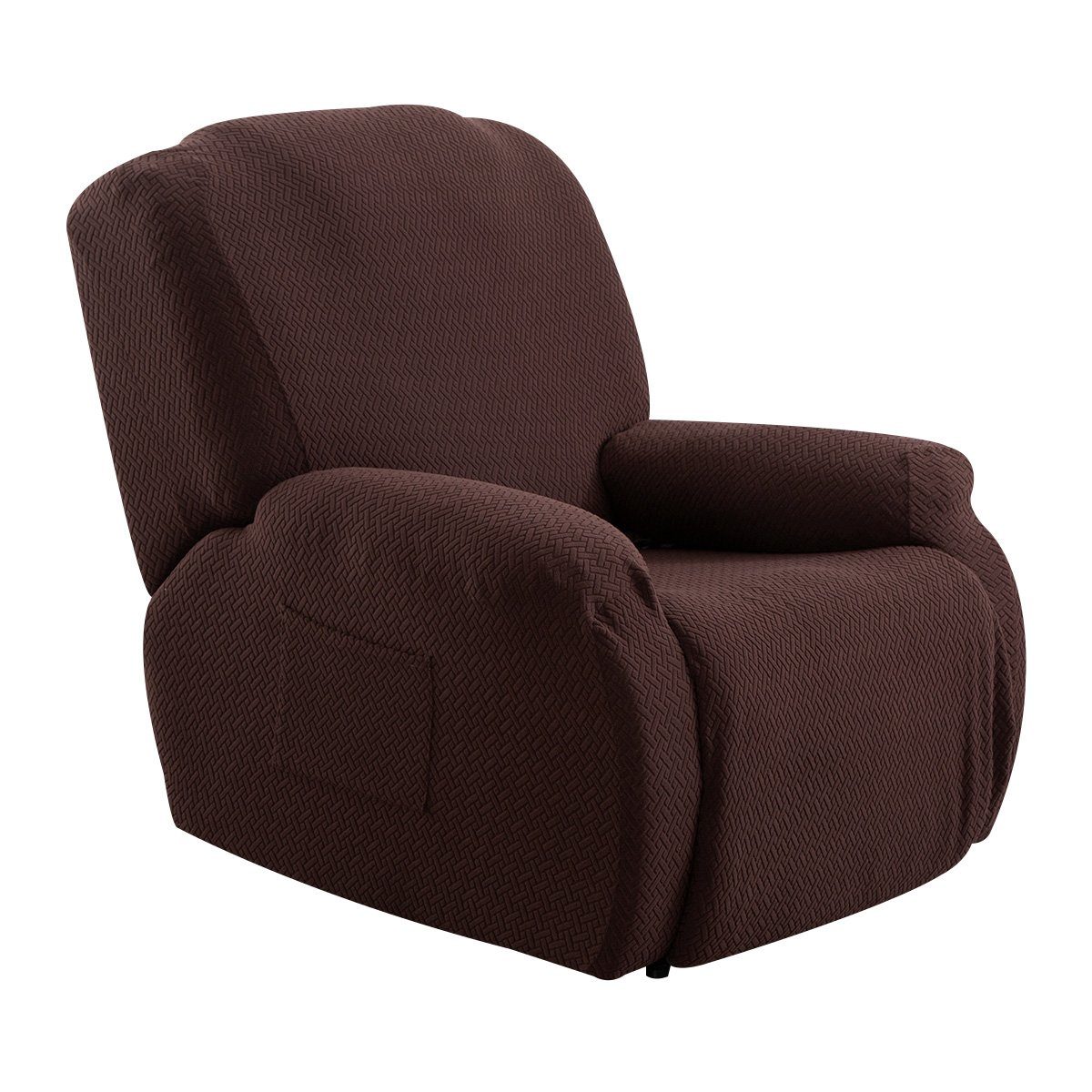 Sesselhusse Sesselbezug Stretchhusse, Relaxsessel Komplett für Liege Sessel, Rosnek, mit Strukturoptik Braun | Sesselhussen