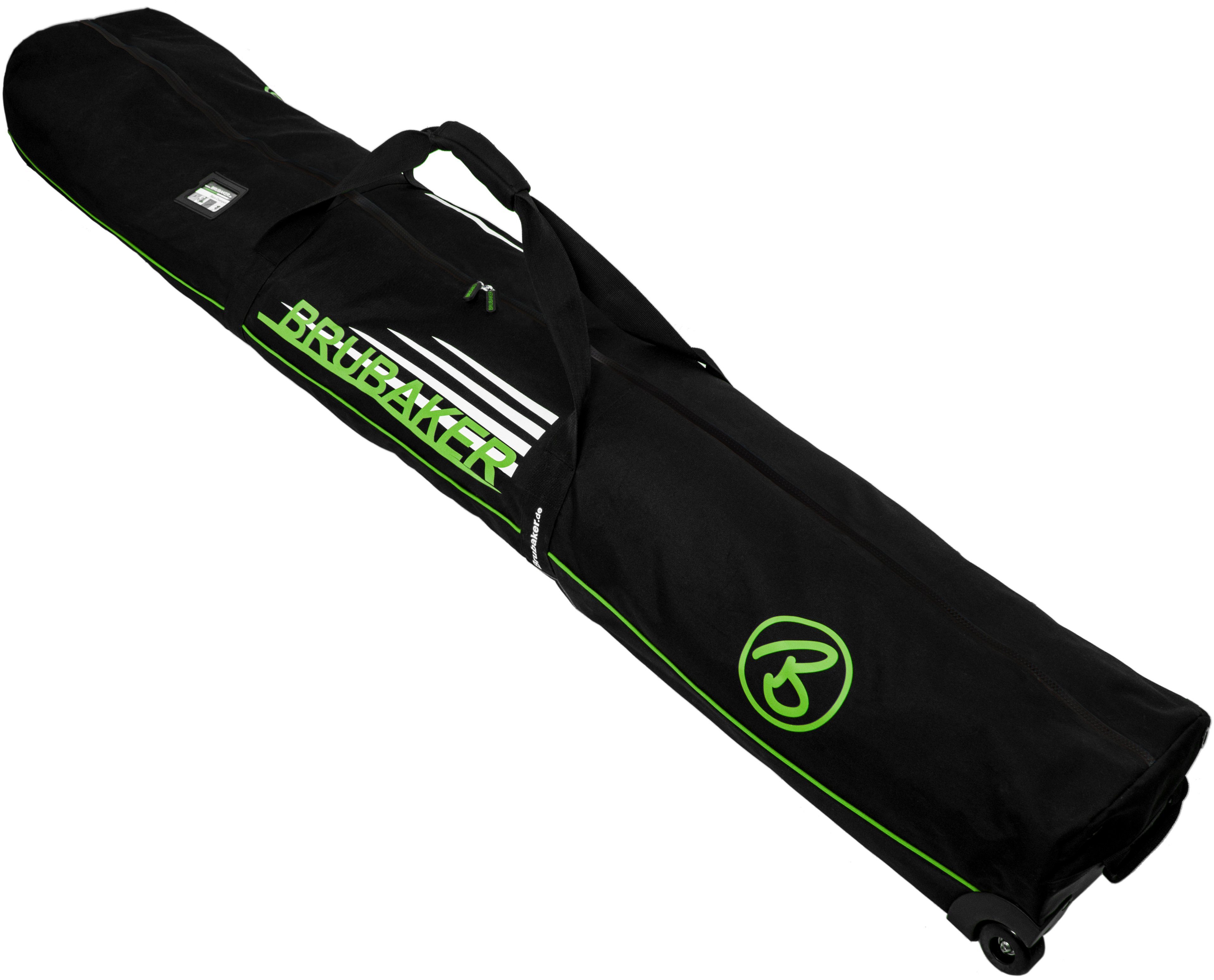 BRUBAKER Skitasche Race Champion Ski Tasche (gepolsterter Skibag für Skier und Skistöcke, 1-tlg., reißfest und schnittfest), Skisack mit Zipperverschluss und Rollen, für 2 Paar Ski und Stöcke