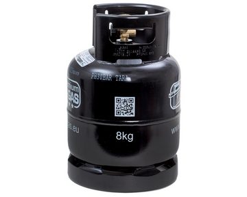 BlueCraft Gas, 8 kg Premium BBQ Gasflasche leer inkl. 50 mbar Manometer-Gas-Regler