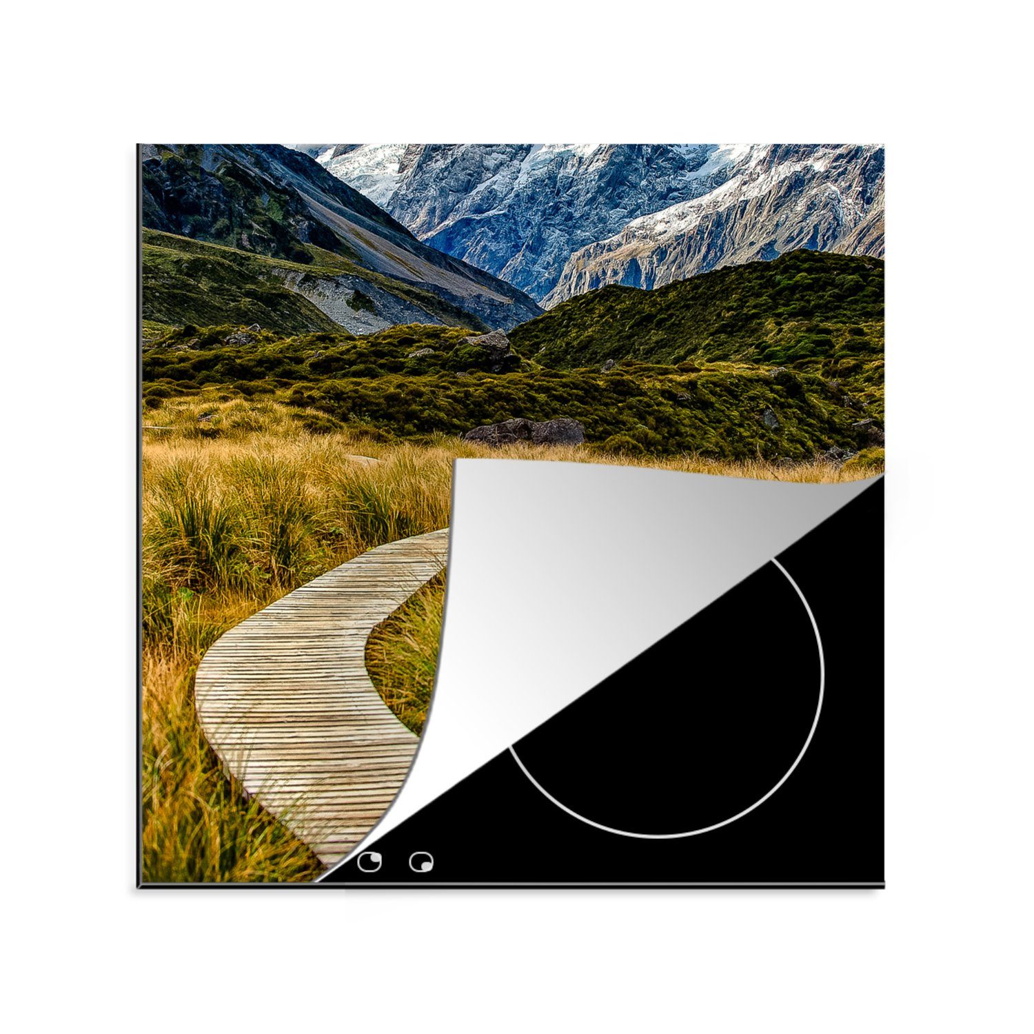 tlg), - Vinyl, Kröte für Neuseeland 78x78 (1 - Herdblende-/Abdeckplatte Gras, cm, Arbeitsplatte MuchoWow küche Ceranfeldabdeckung,