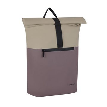 NEW REBELS Cityrucksack eleganter Roll Up RollTop Kurier Rucksack, wasserabweisend, Laptopfach, bicolor, taupe / old purple