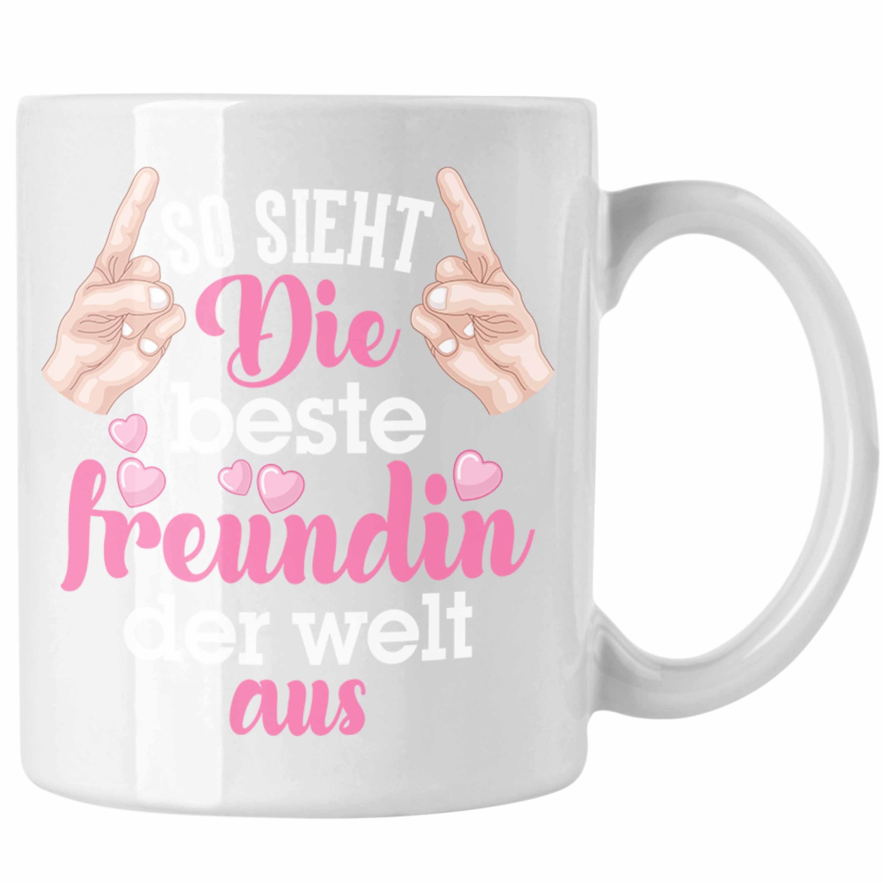 Trendation Tasse Trendation - Beste Freundin Tasse Geschenk Kaffeetasse Geschenkidee BFF Allerbeste Freundin Spruch Geburtstag Freundinnen Geschenkidee Weiss
