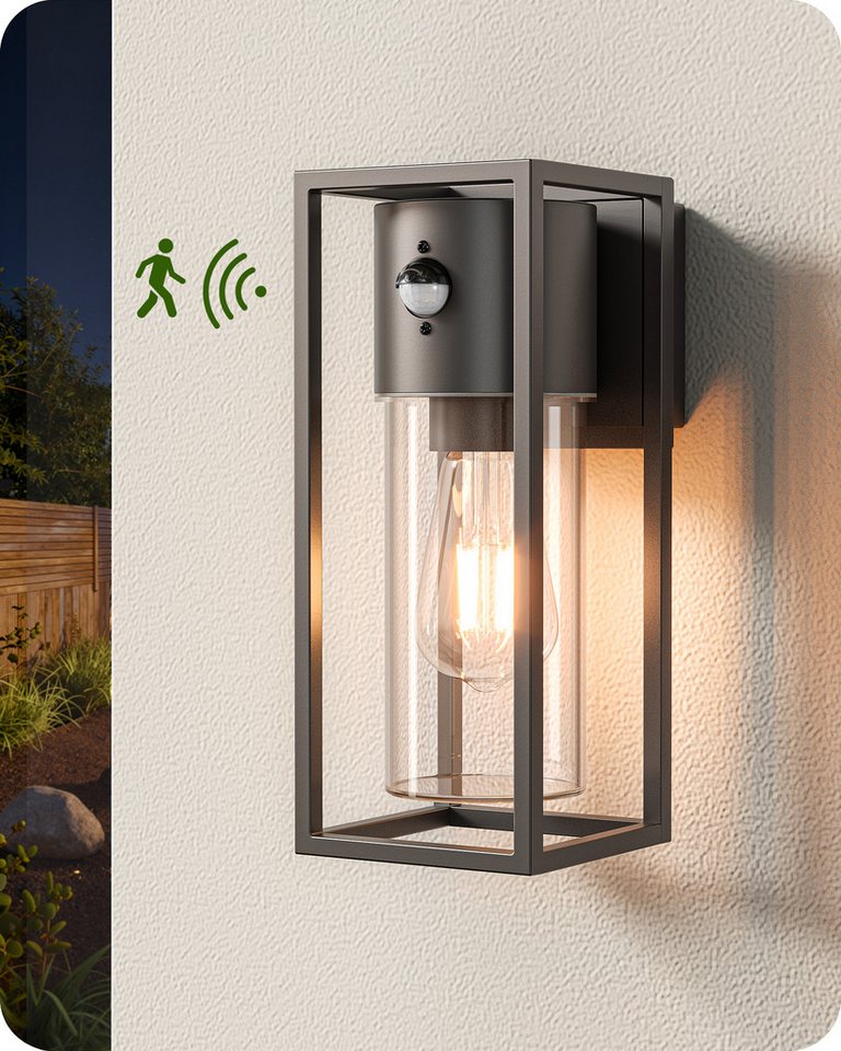 EDISHINE Außen-Wandleuchte mit Bewegungsmelder, ohne Leuchtmittel, moderne Wandlampe für Garten, Fassade und Haustür